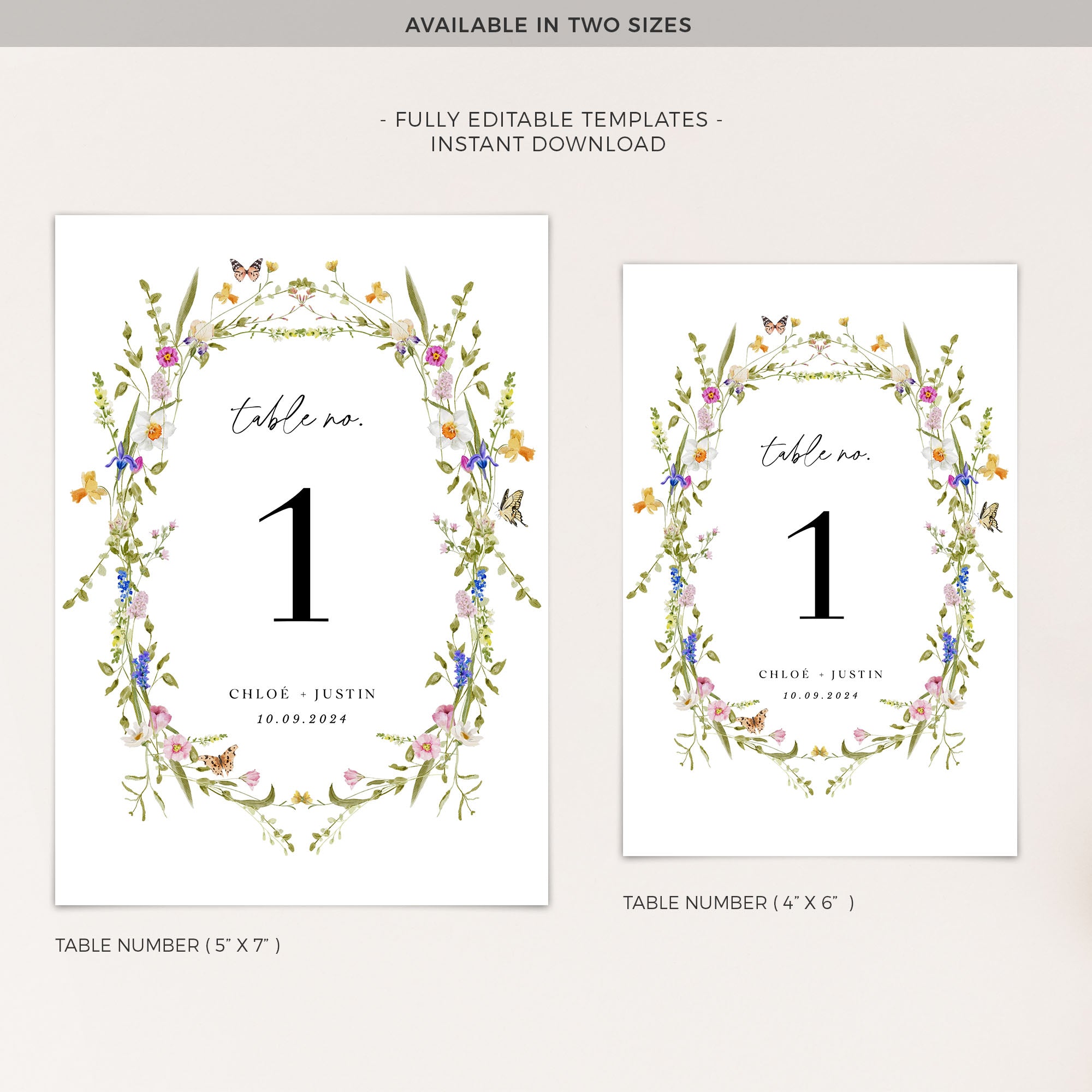 CHLOÉ Floral Wedding Table Numbers Printable