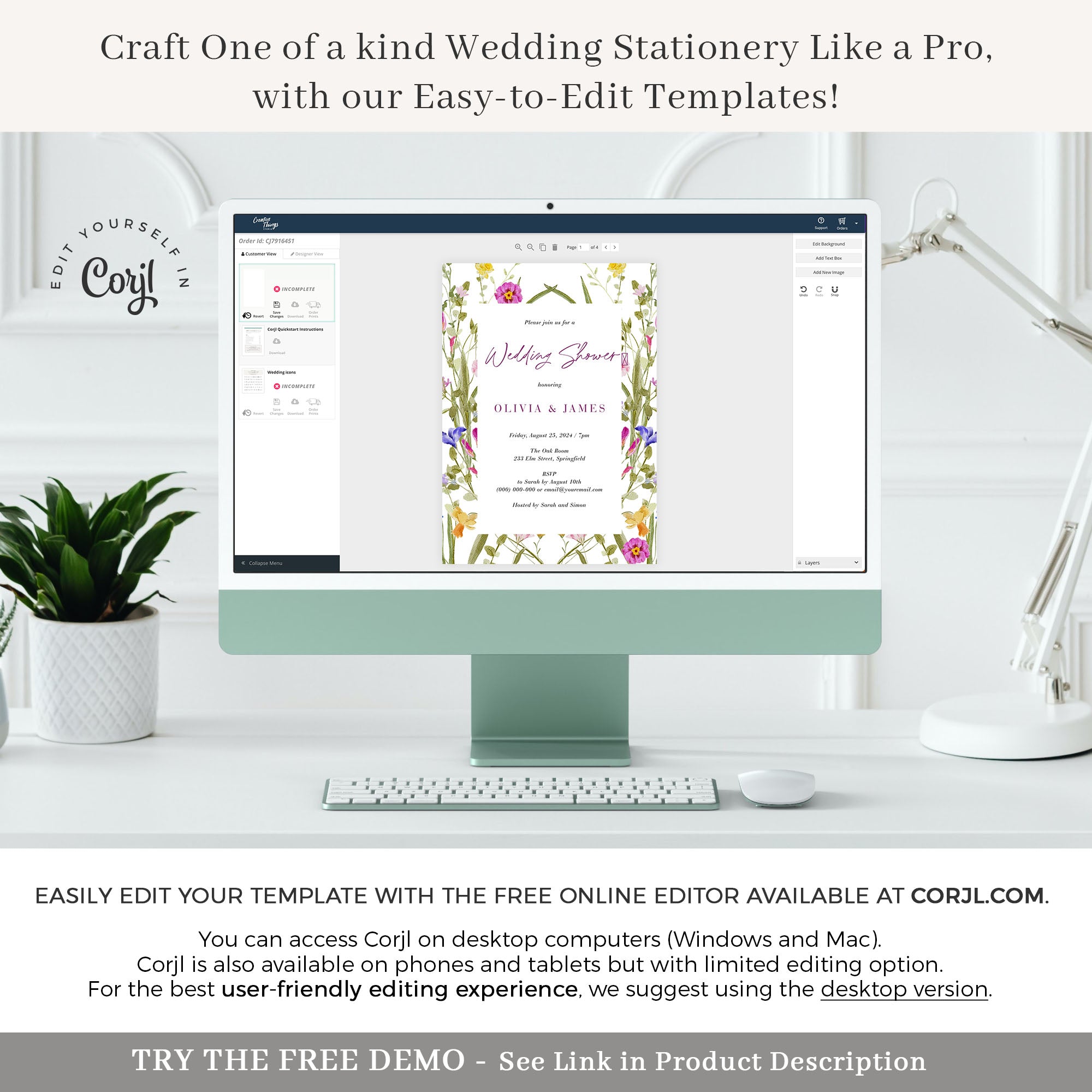 CLOE Floral Wedding Shower Invitation Template