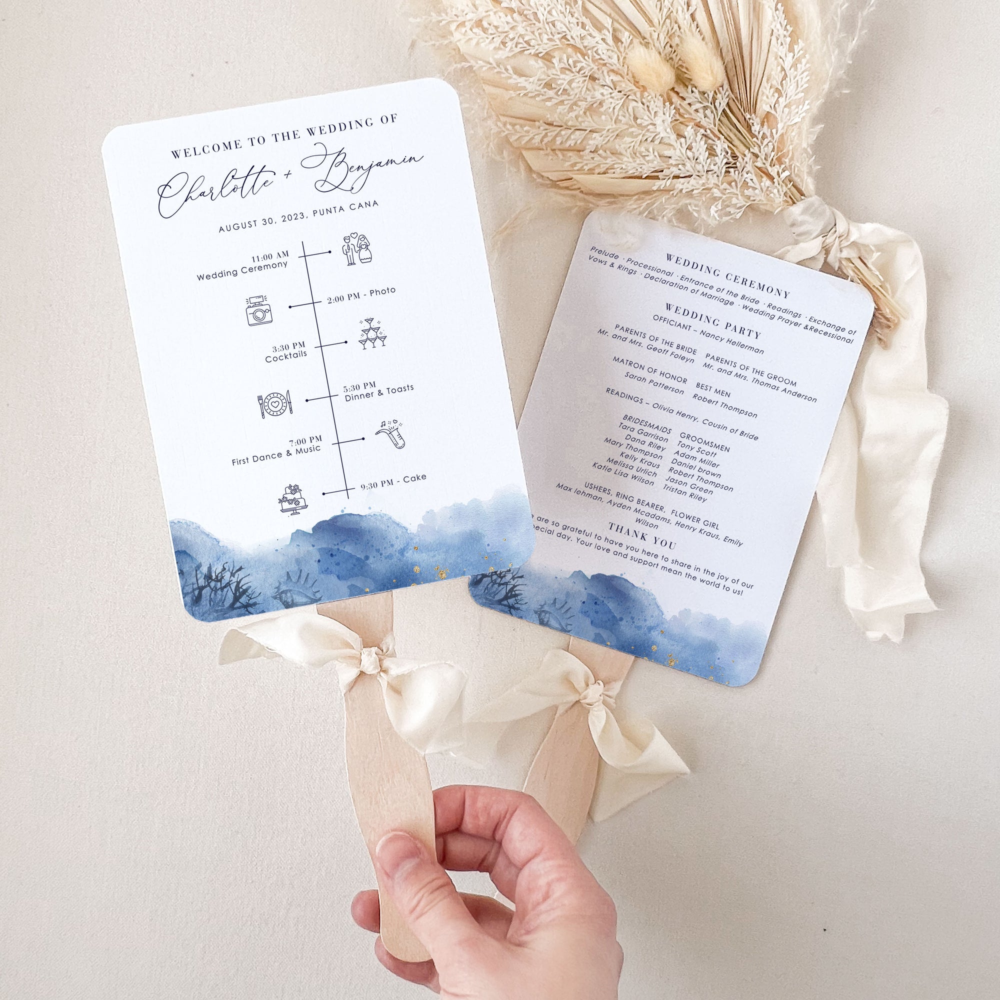YLENIA Wedding Program Fans Diy