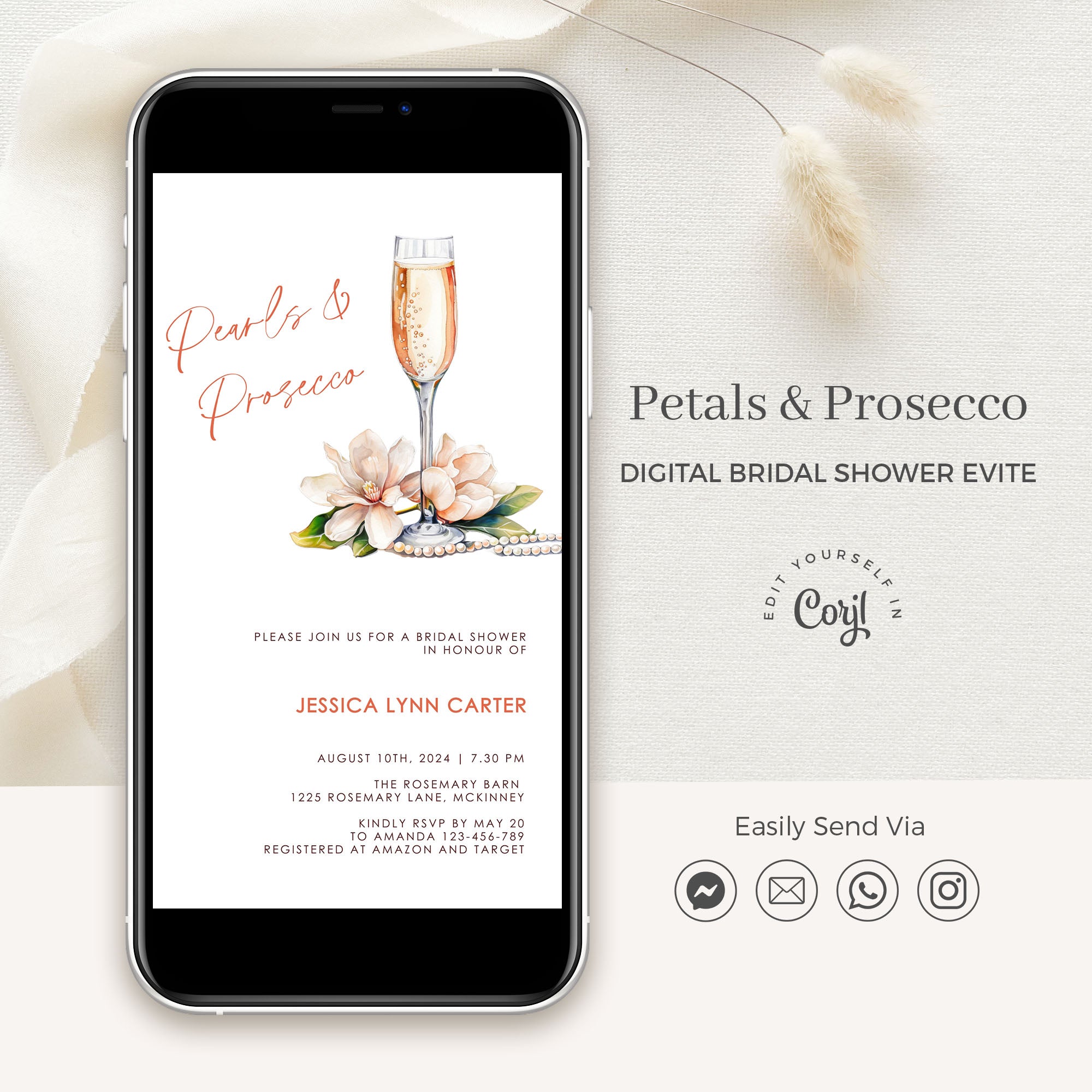 Champagne Brunch Bridal Shower Invitation Evite