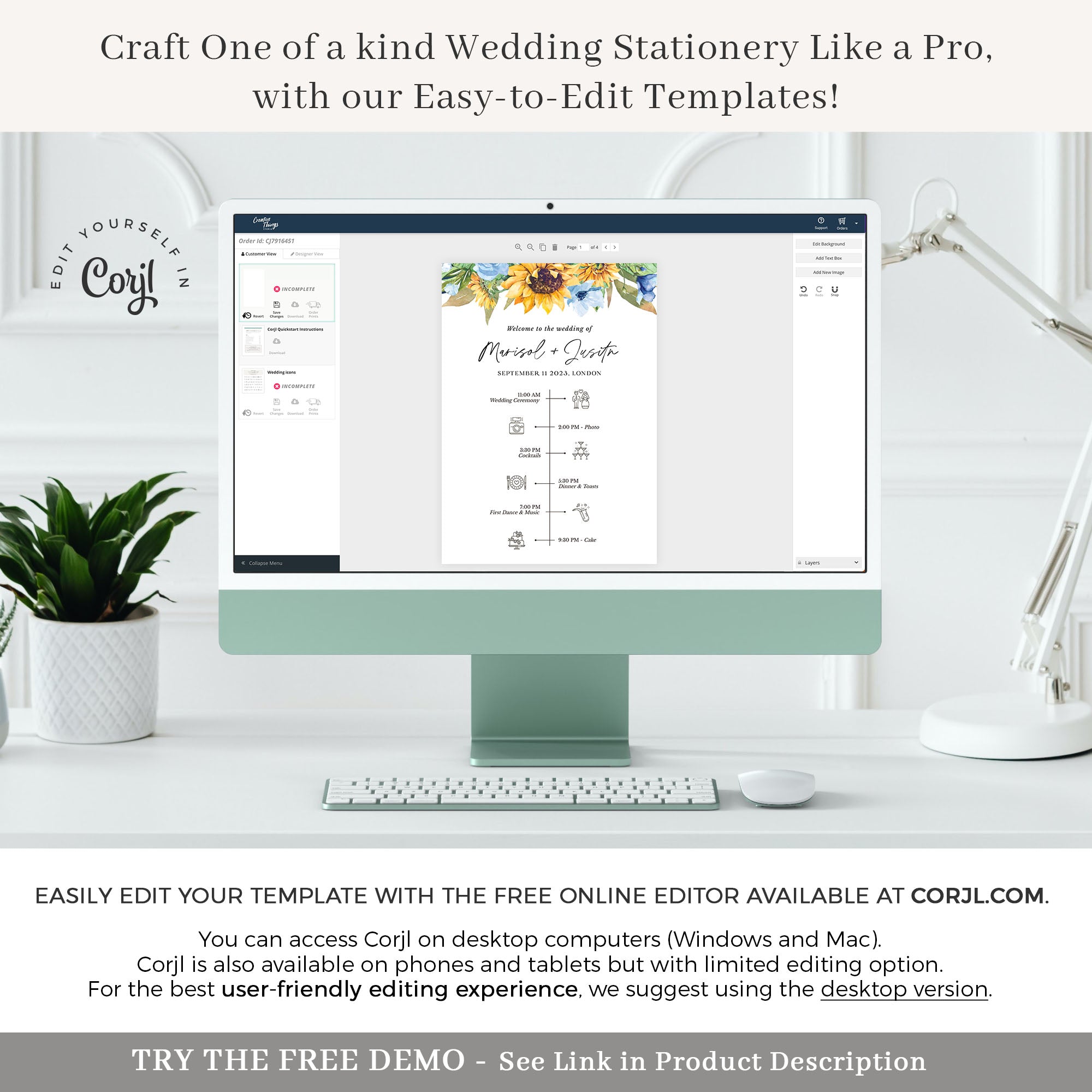 IVY Wedding Fan Program Template