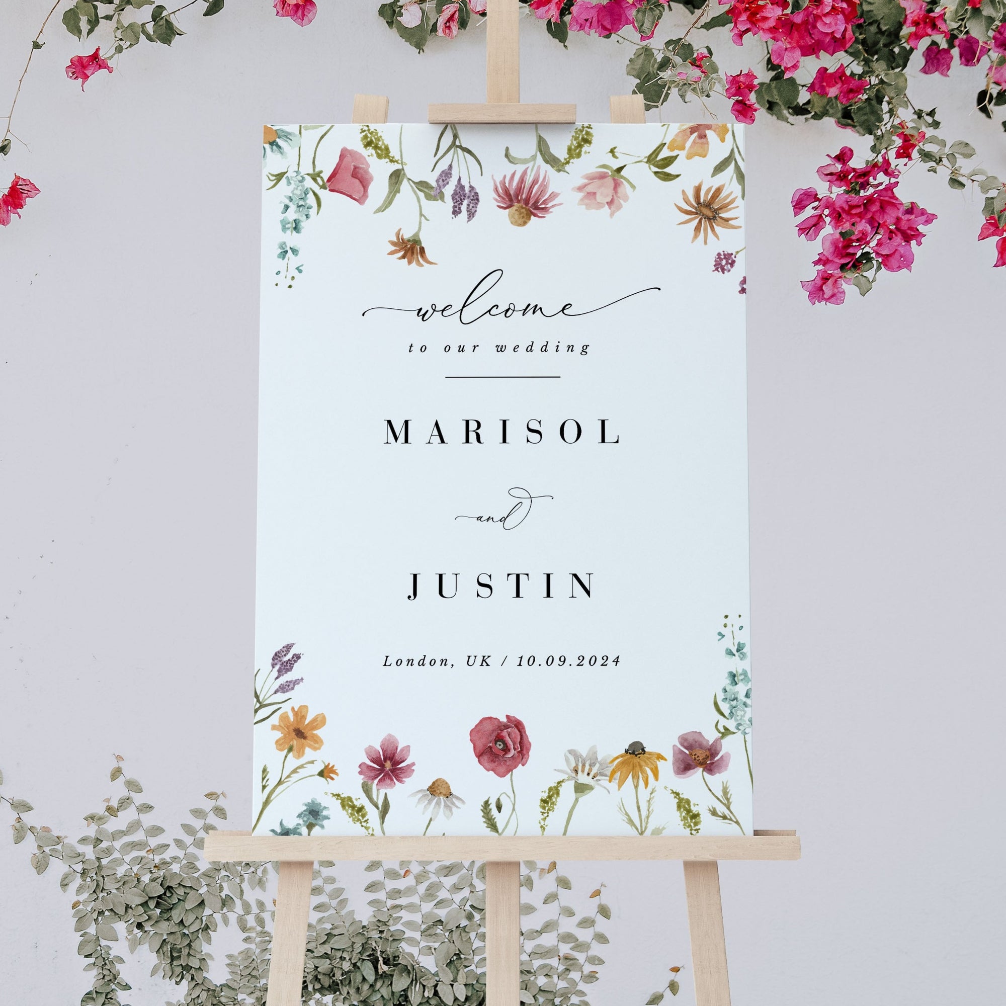 APRIL Floral Wedding Welcome Sign Template