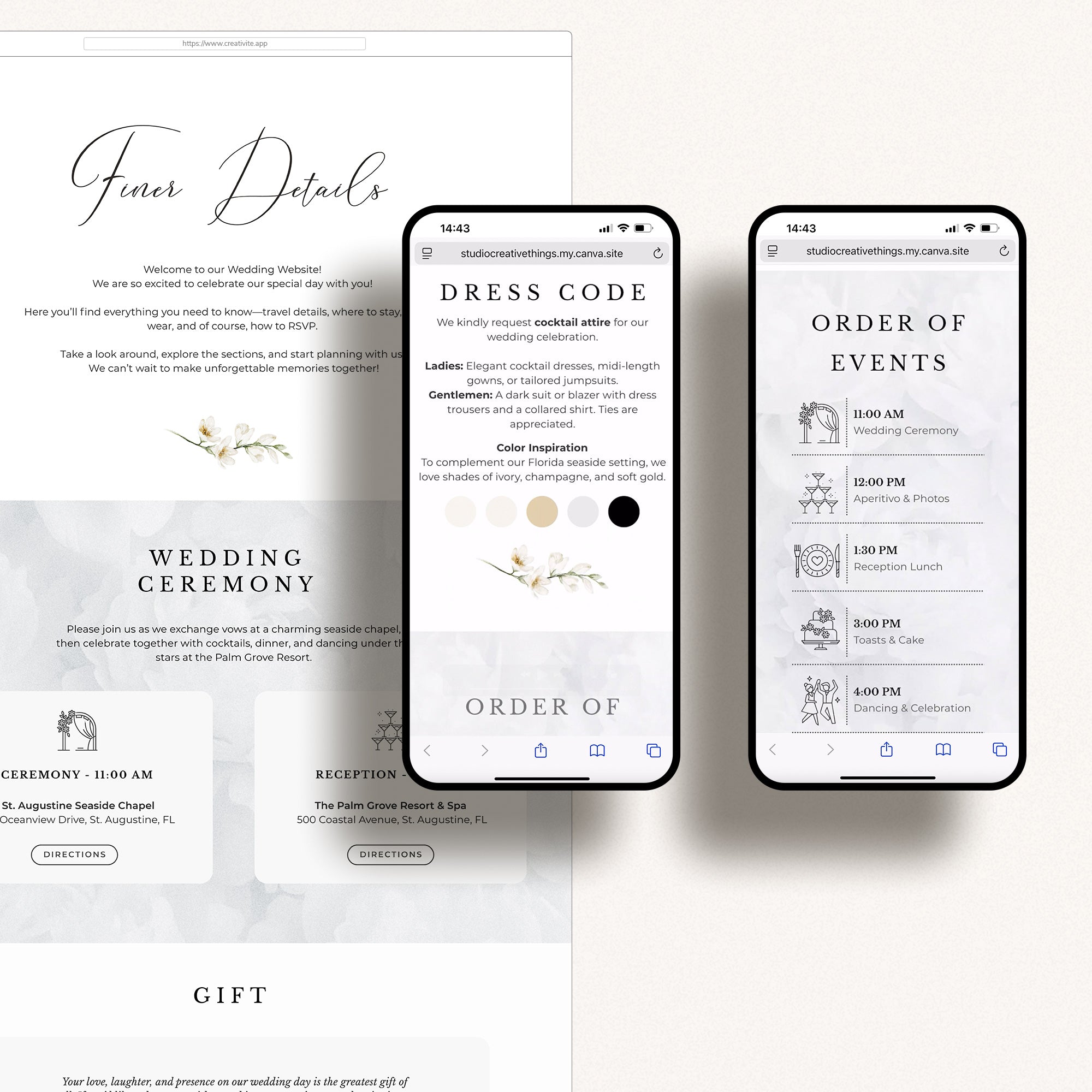 Modern Wedding Website Template for Canva with RSVP
