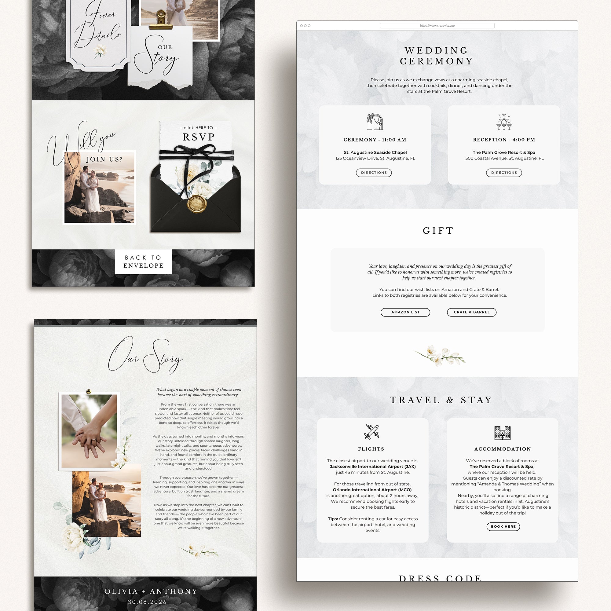 Modern Wedding Website Template for Canva with RSVP