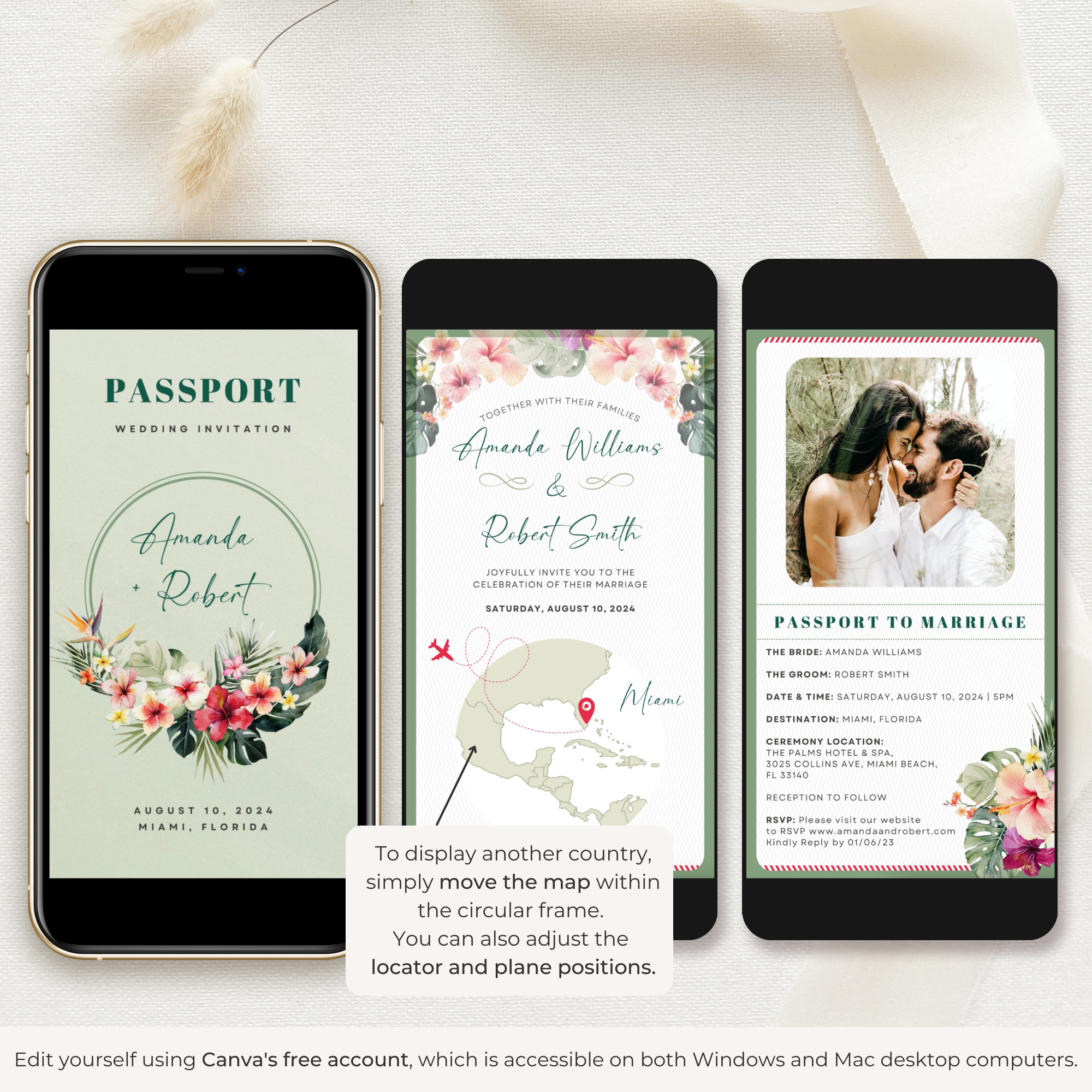 Tropical Passport Wedding Invitation Video Template