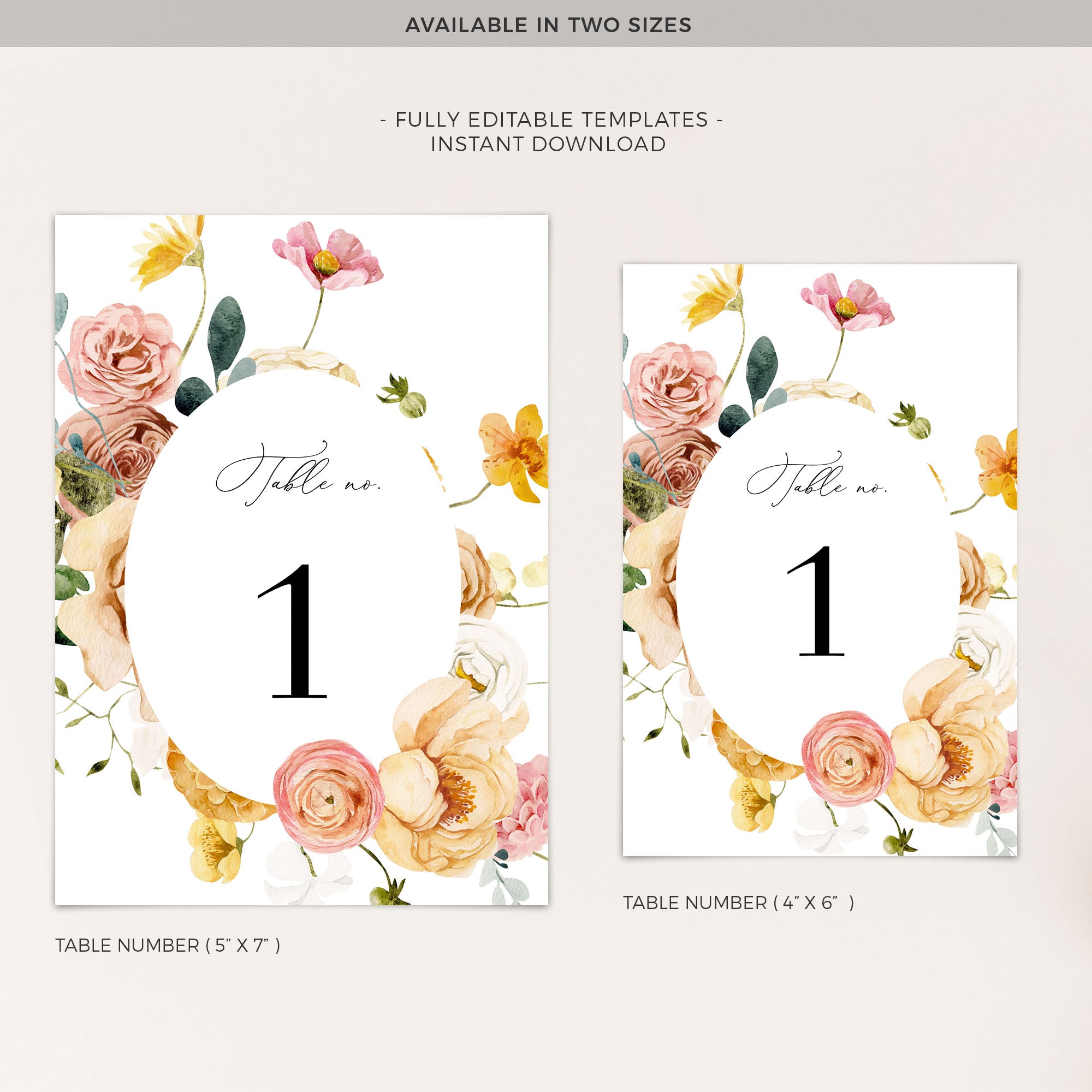 JUNE Wedding Table Numbers Printable