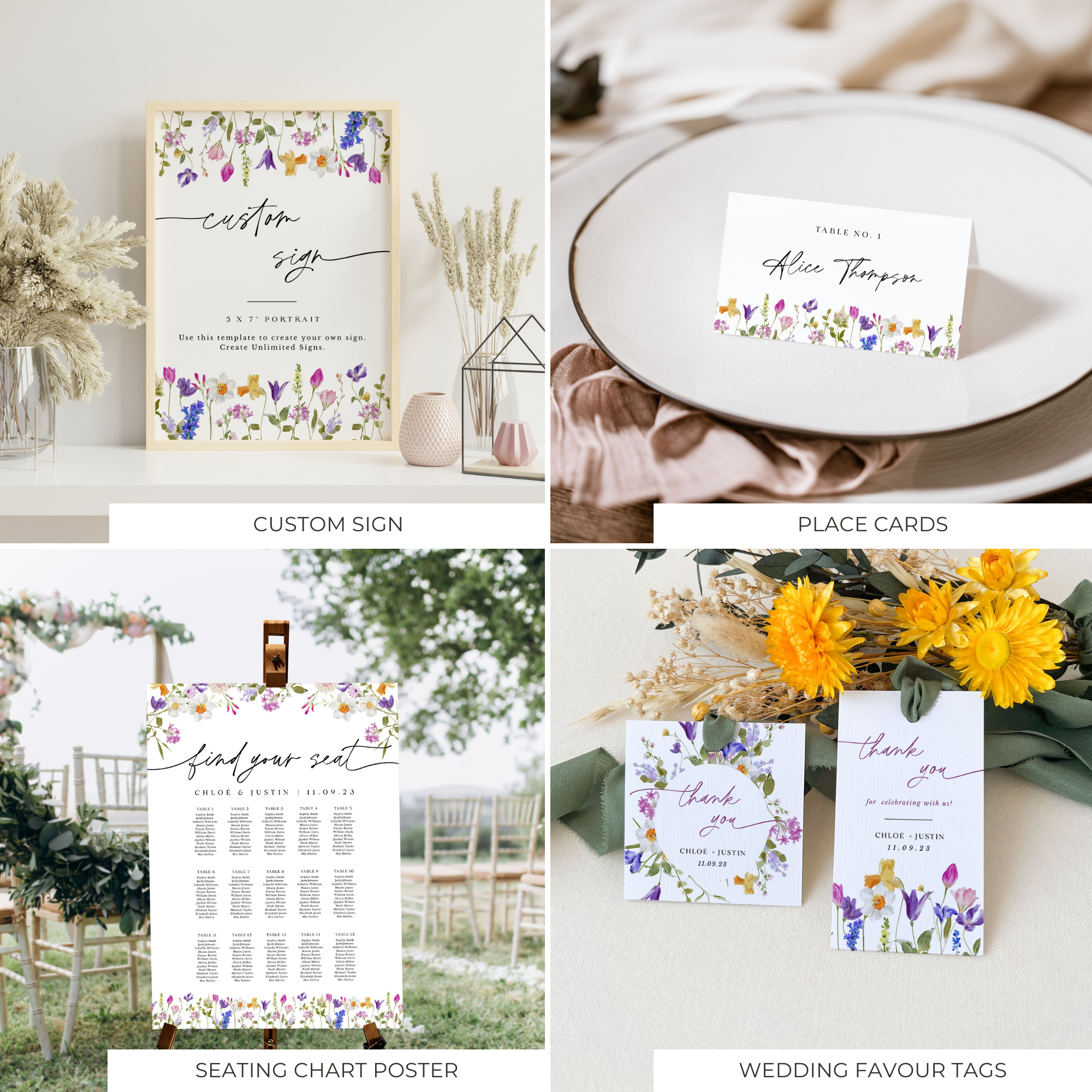 CHLOÉ Floral Wedding Stationery Templates Bundle