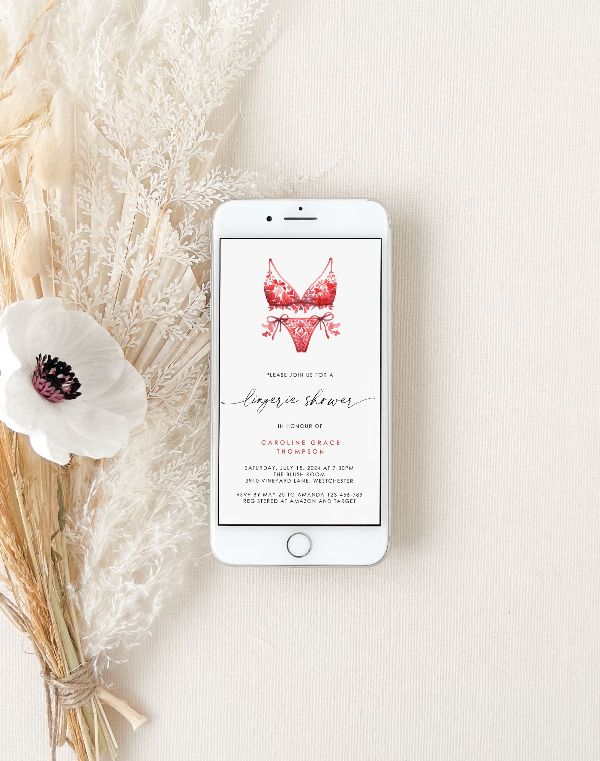Lingerie Bridal Shower Digital Invitation