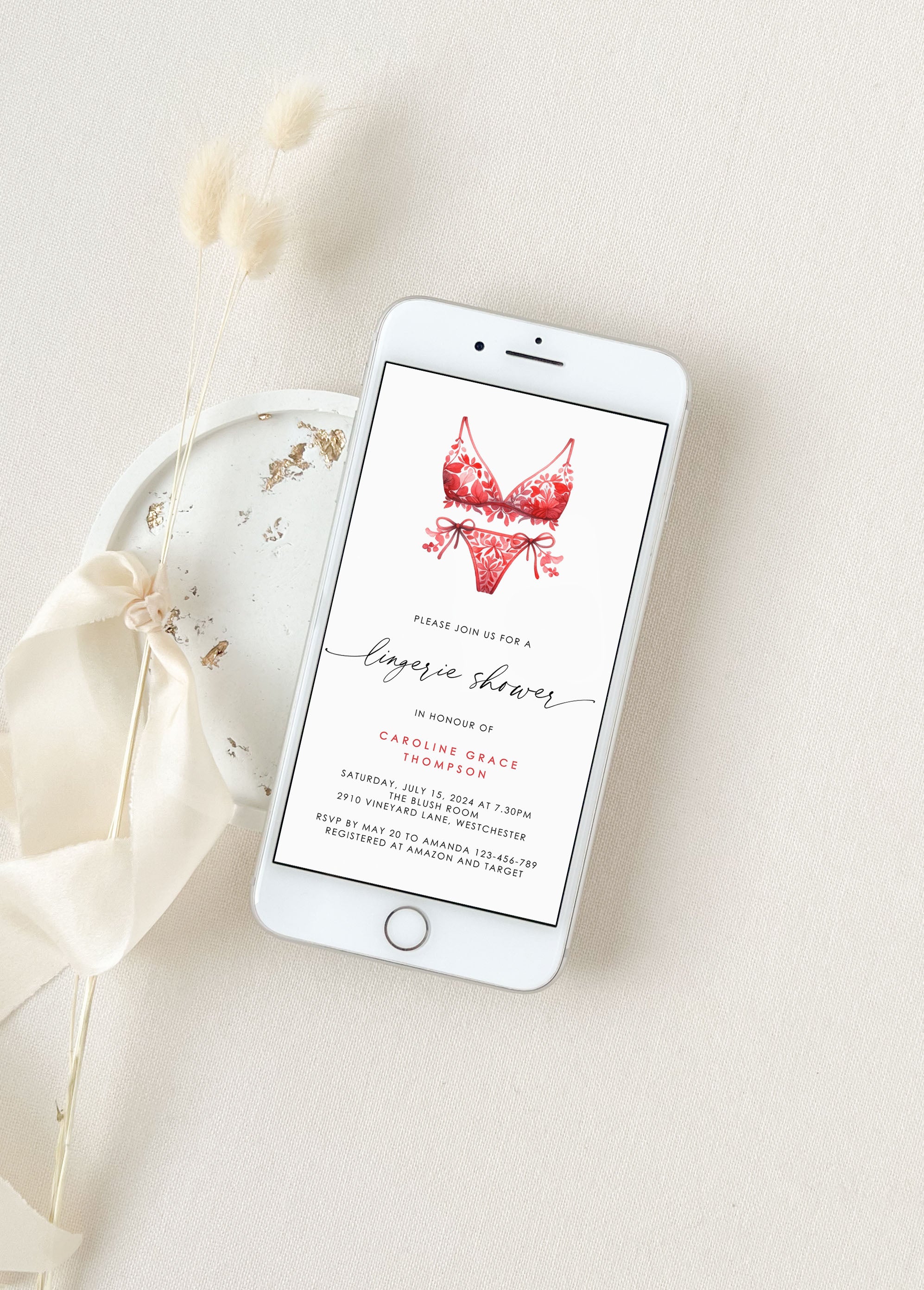 Lingerie Bridal Shower Digital Invitation