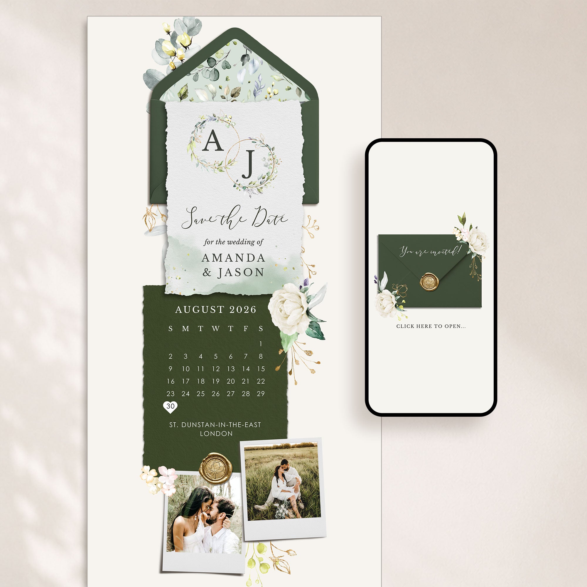 Rustic Online Digital Save the Date with Calendar