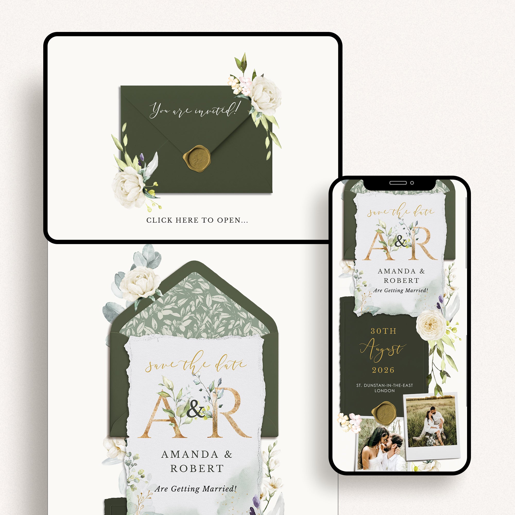FLORA Digital Save the Date Rustic Theme