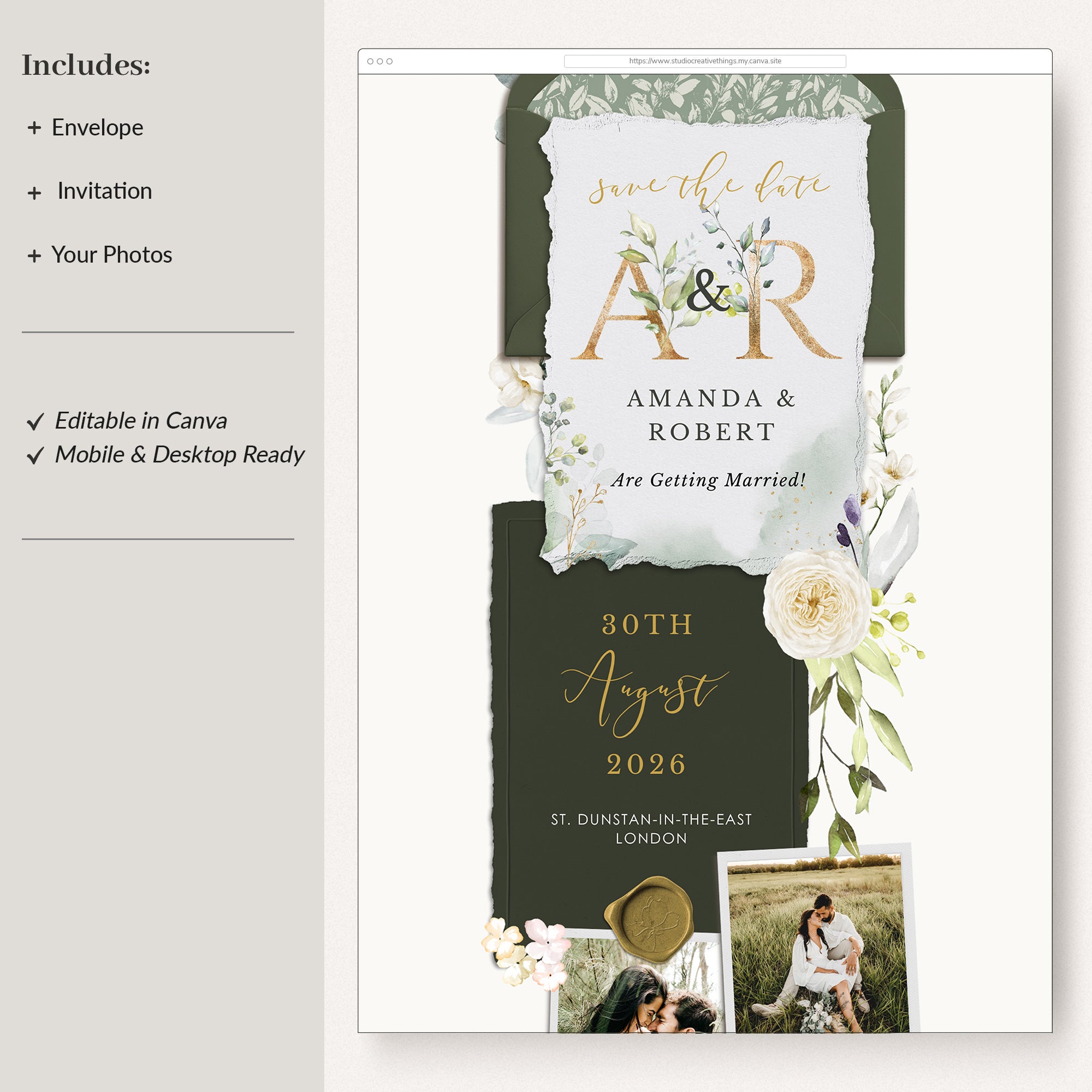 FLORA Rustic Online Digital Save the Date