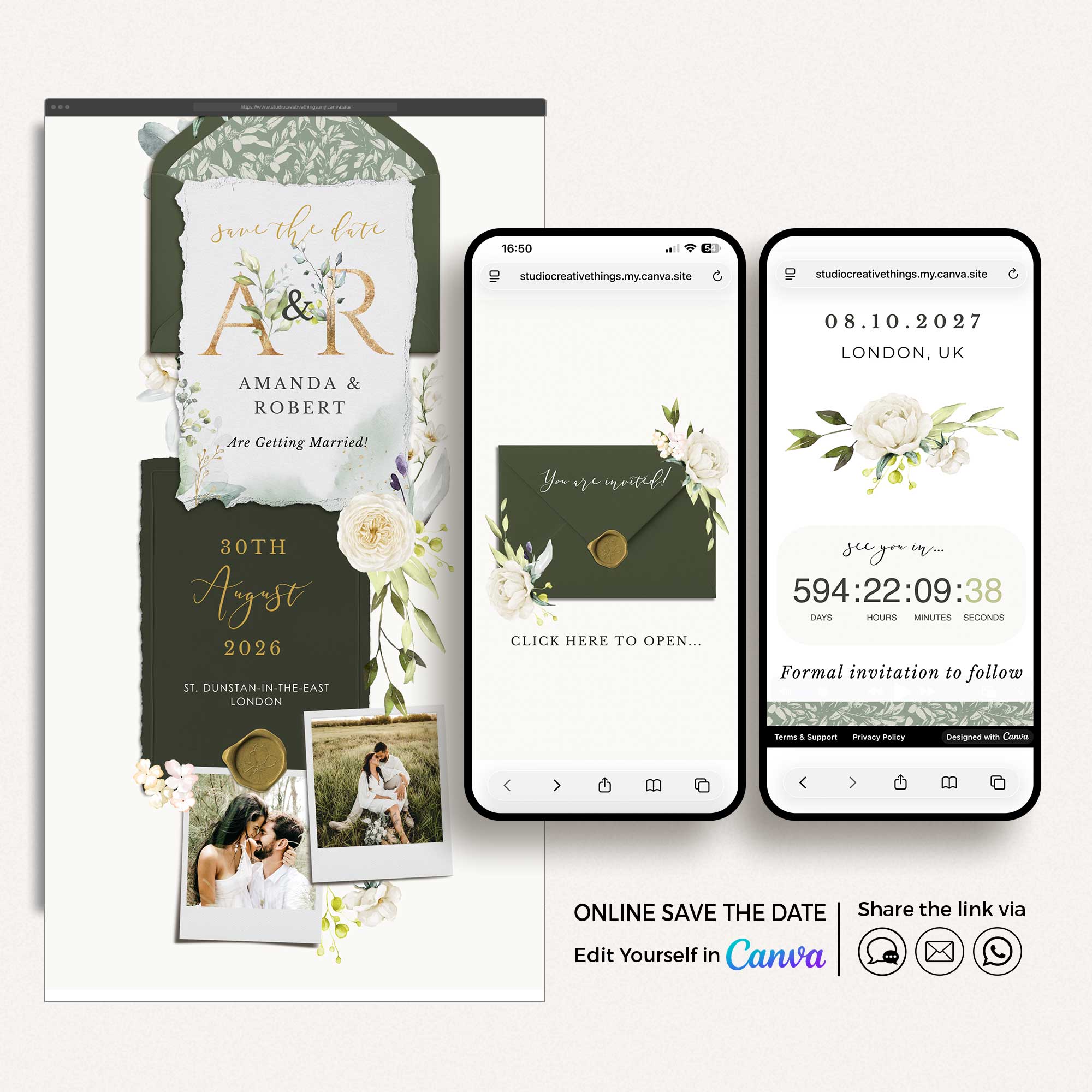 FLORA Digital Save the Date Rustic Theme