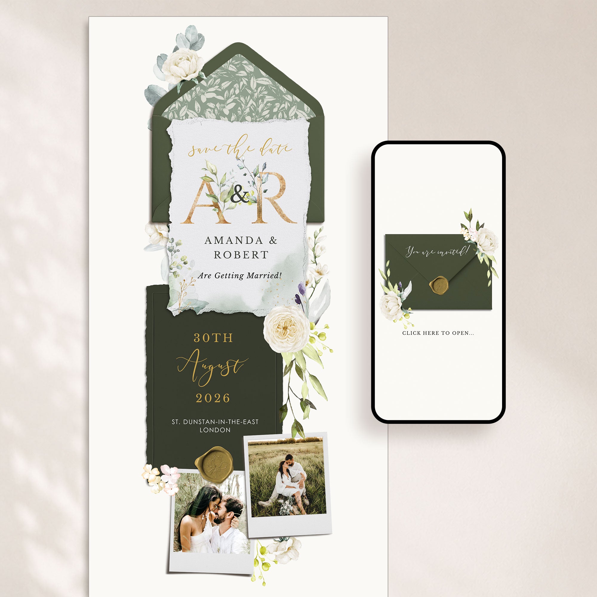 FLORA Rustic Online Digital Save the Date