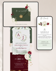 Flora Wedding Website Template for Canva with RSVP - Burgundy & Olive Green