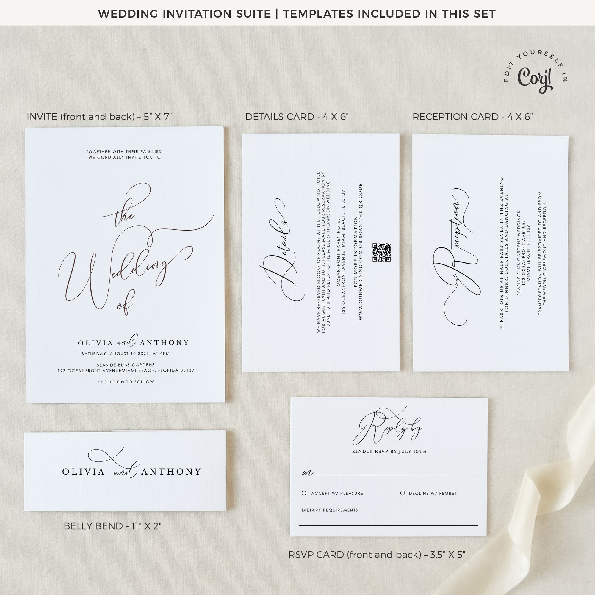 ELLA Classic Wedding Invitation Suite Template