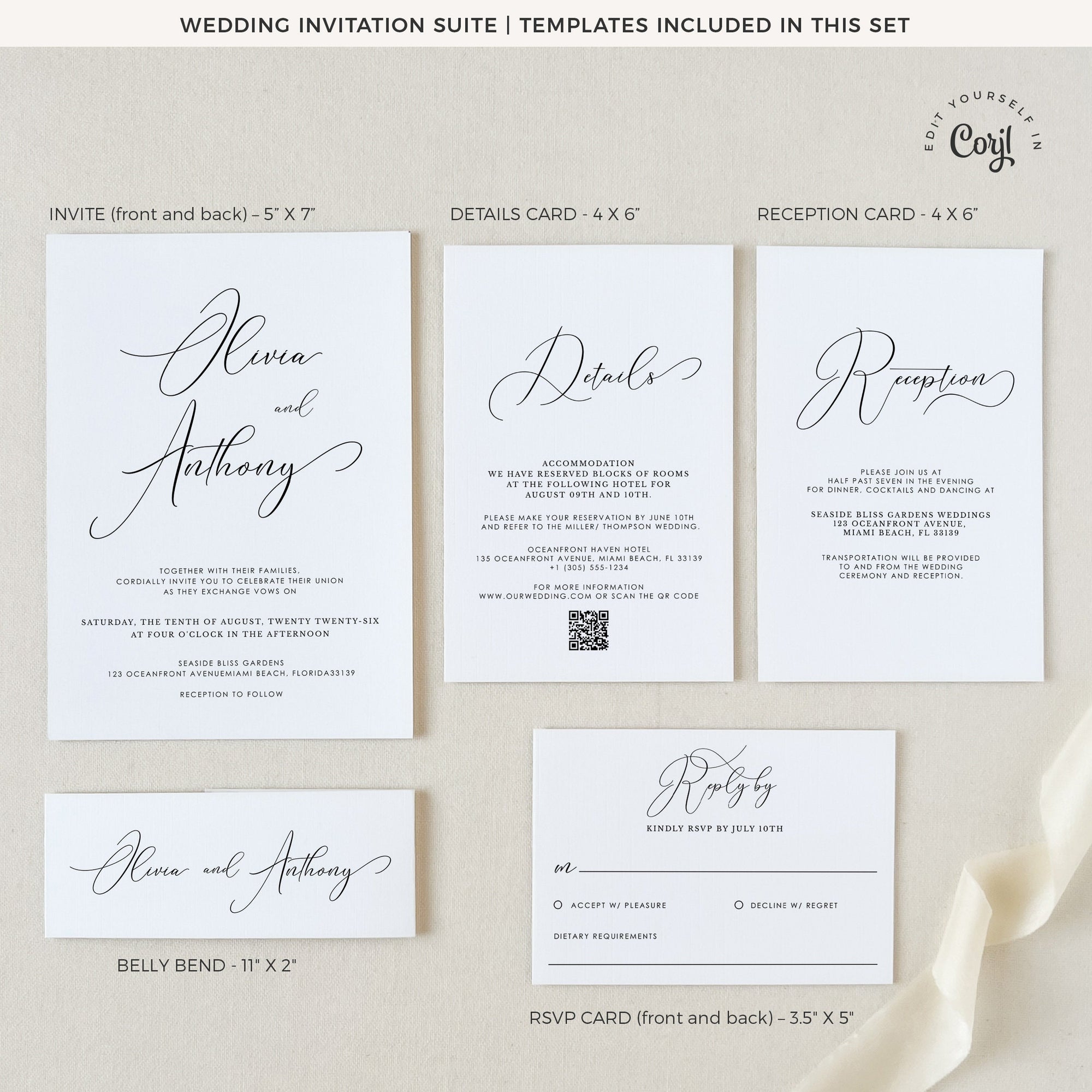 ELLA Wedding Invitation Suite Template