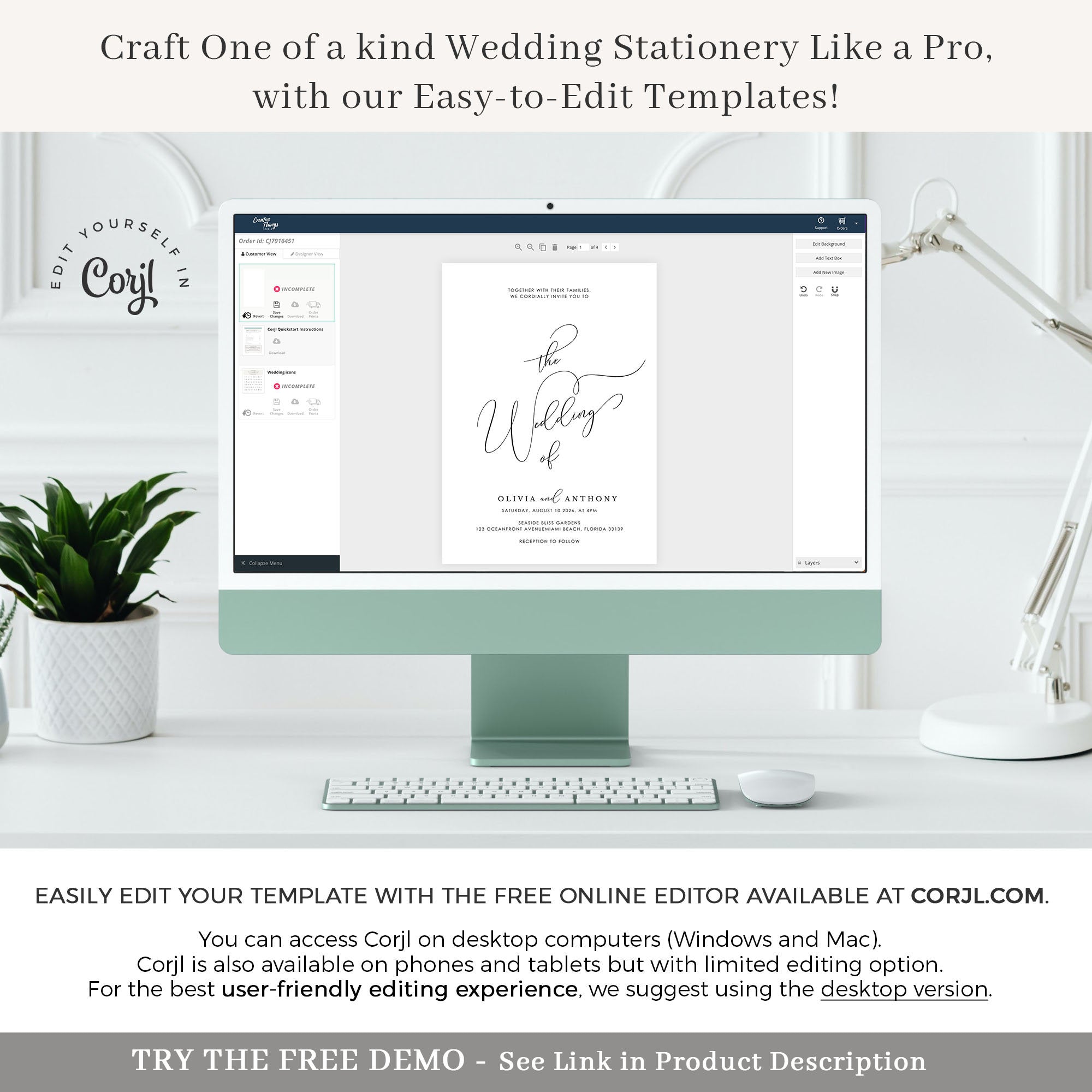 ELLA Classic Wedding Invitation Suite Template