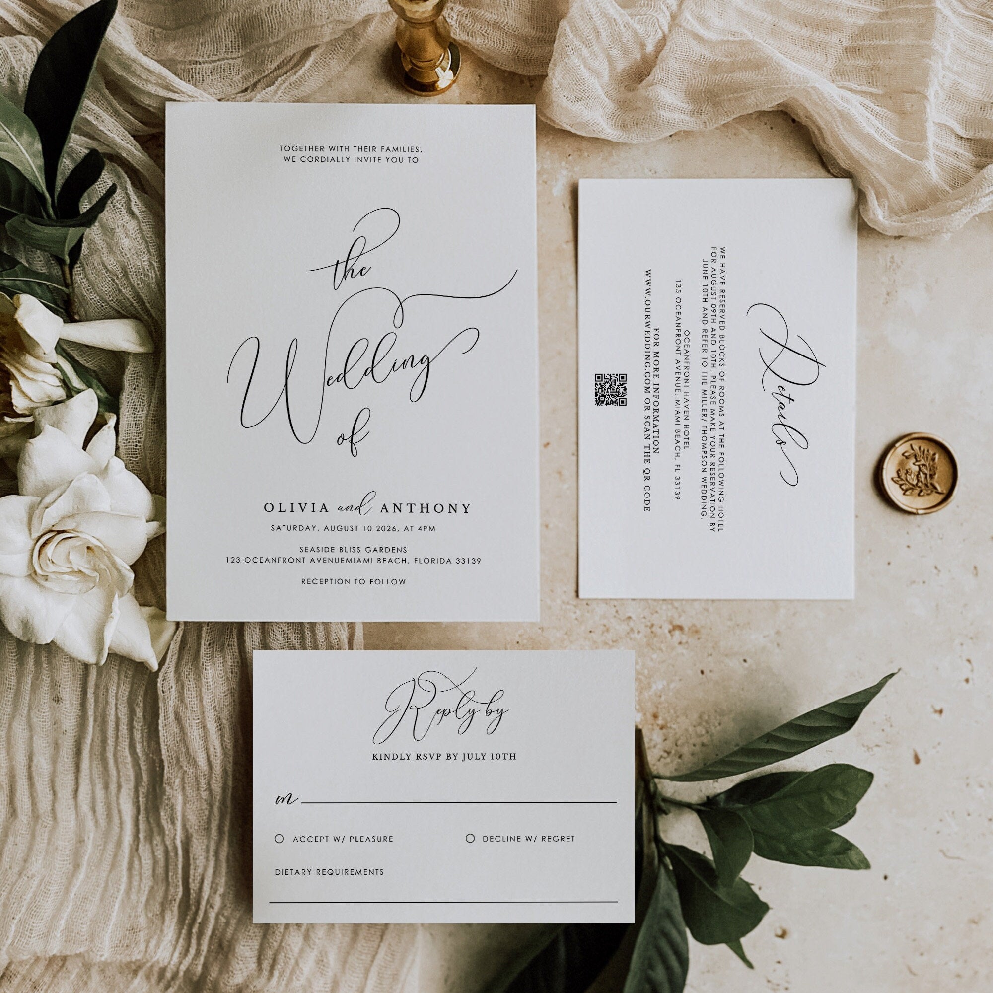 ELLA Classic Wedding Invitation Suite Template