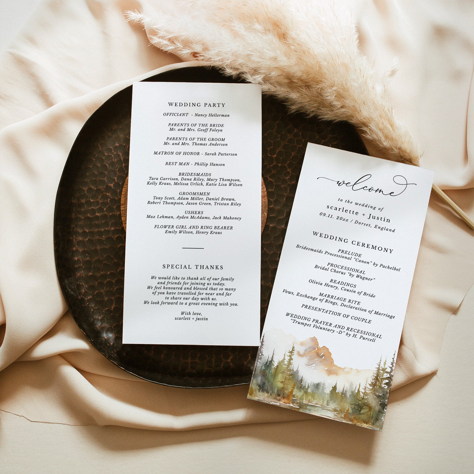ARNA Fall Mountain Wedding Program Template