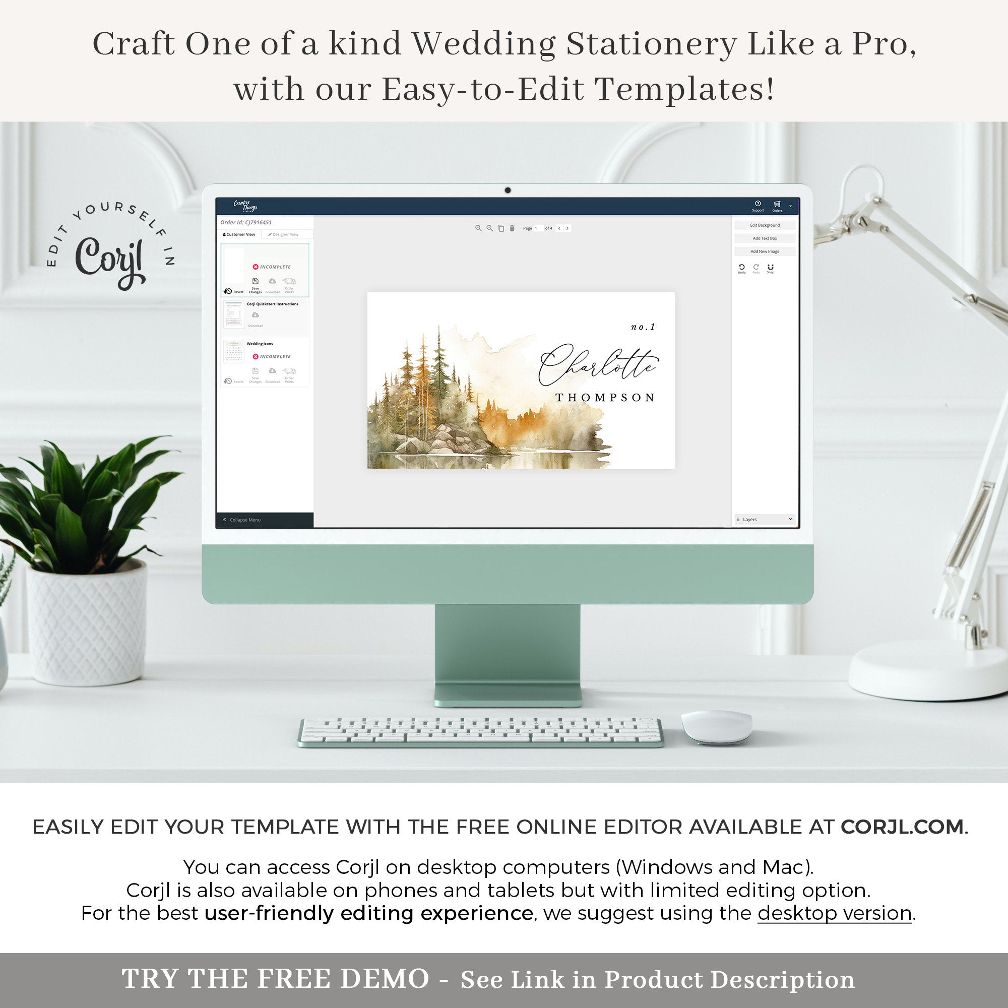 ARNA Fall Mountain Wedding Place Card Template