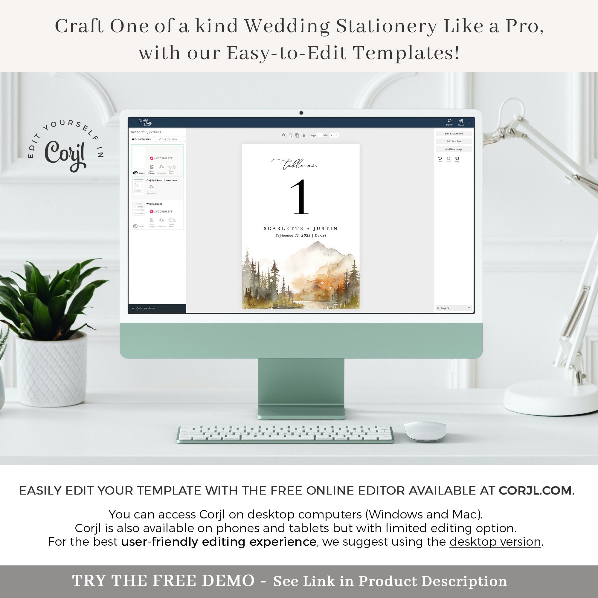 ARNA Fall Mountain Wedding Table Numbers Printable