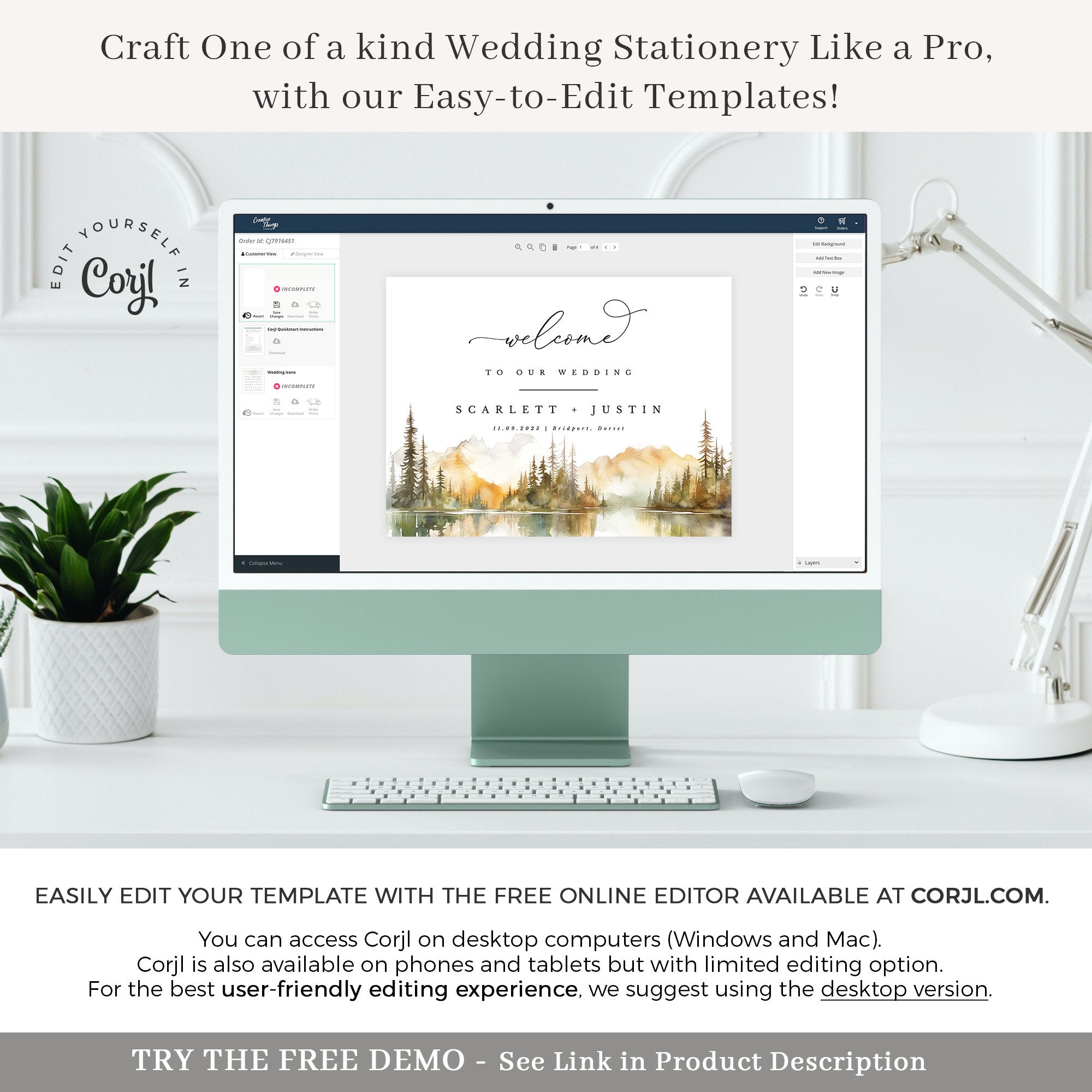 ARNA Fall Mountain Wedding Welcome Sign Template