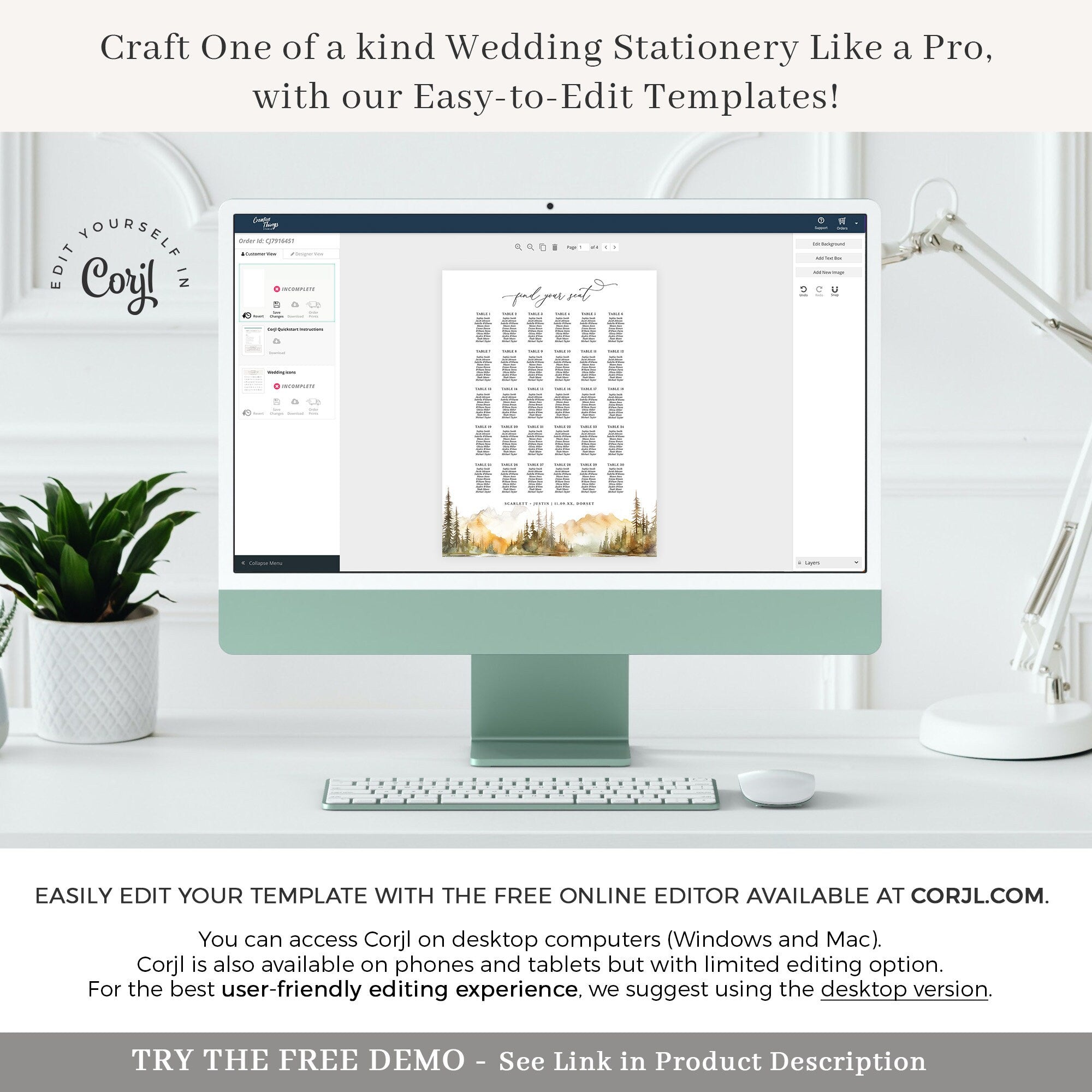 ARNA Printable Mountain Wedding Seating Chart Template