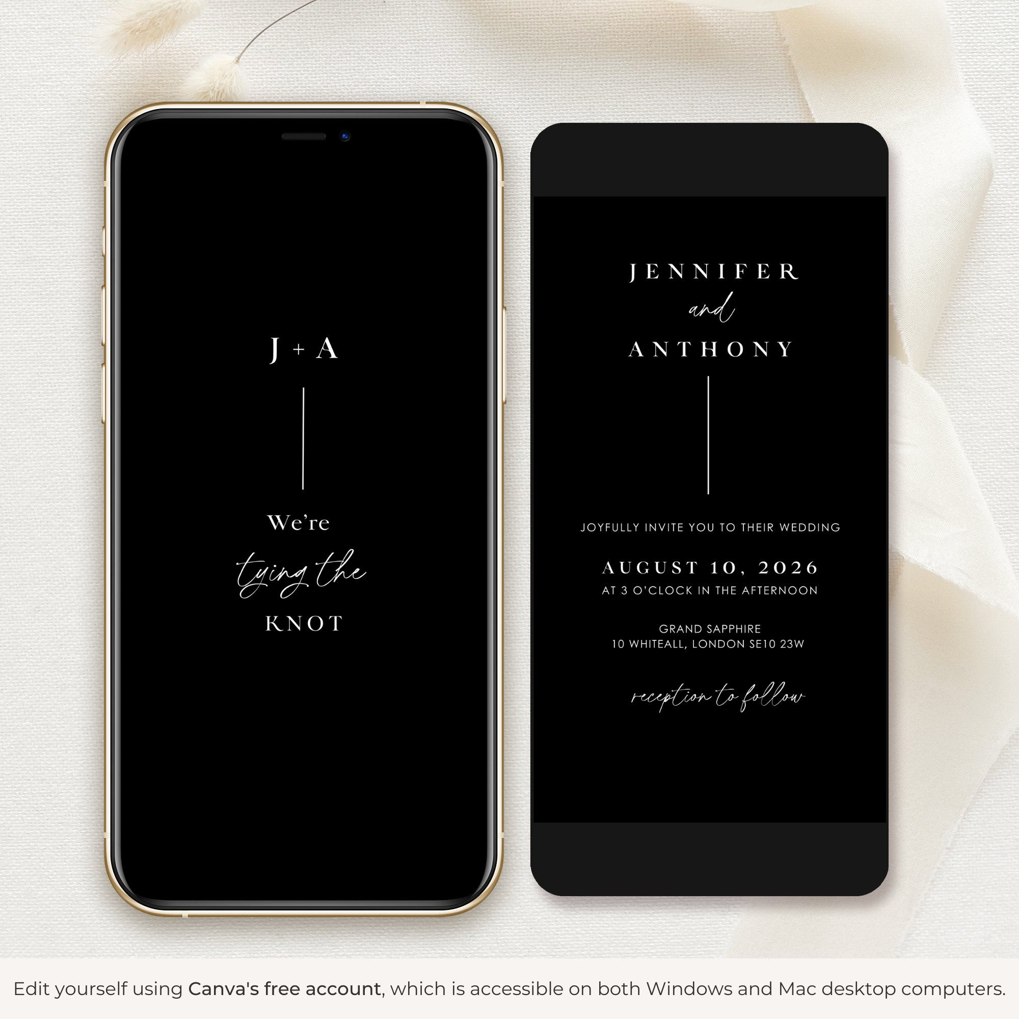 LAURA Animated Wedding Invitation Video Template - Black
