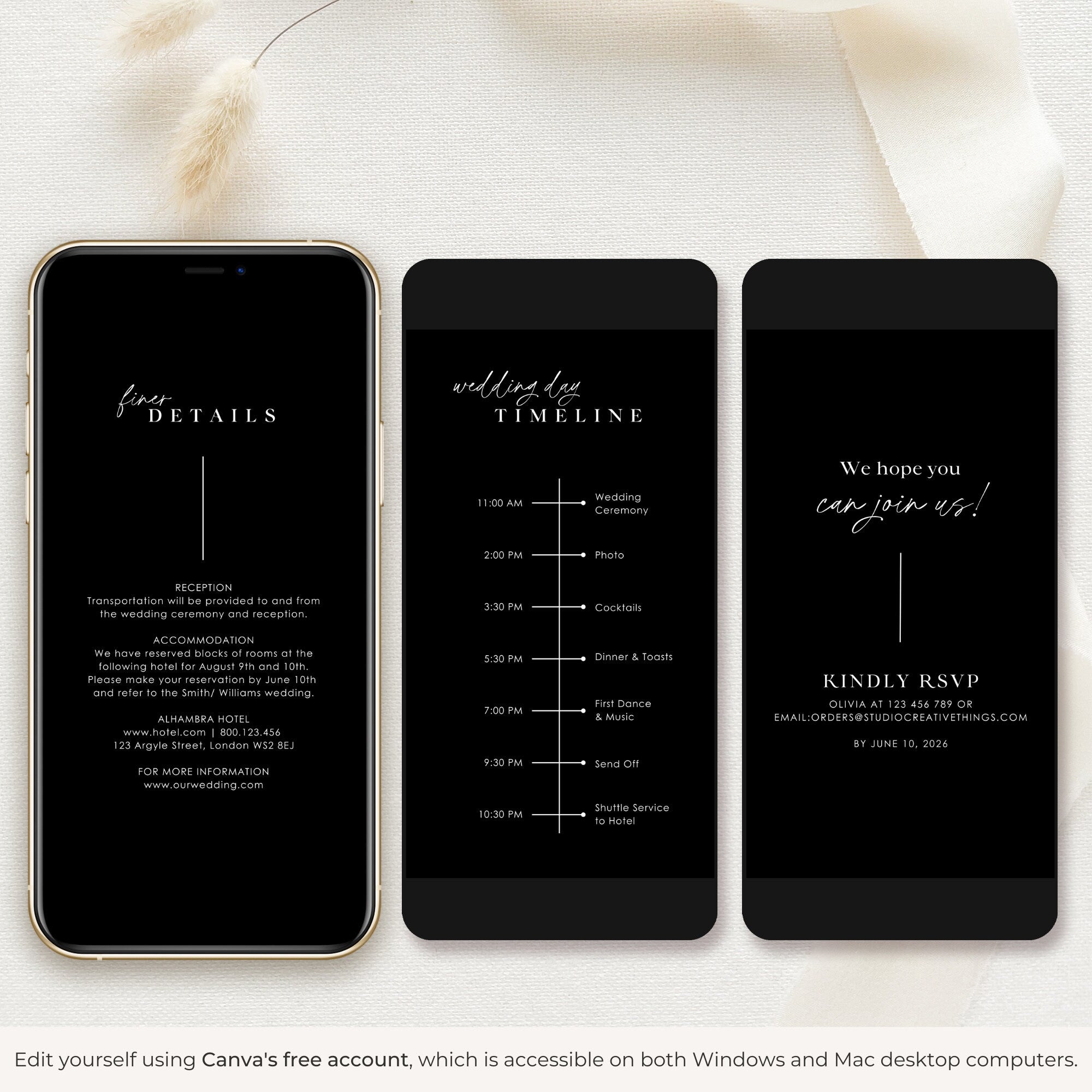 LAURA Animated Wedding Invitation Video Template - Black
