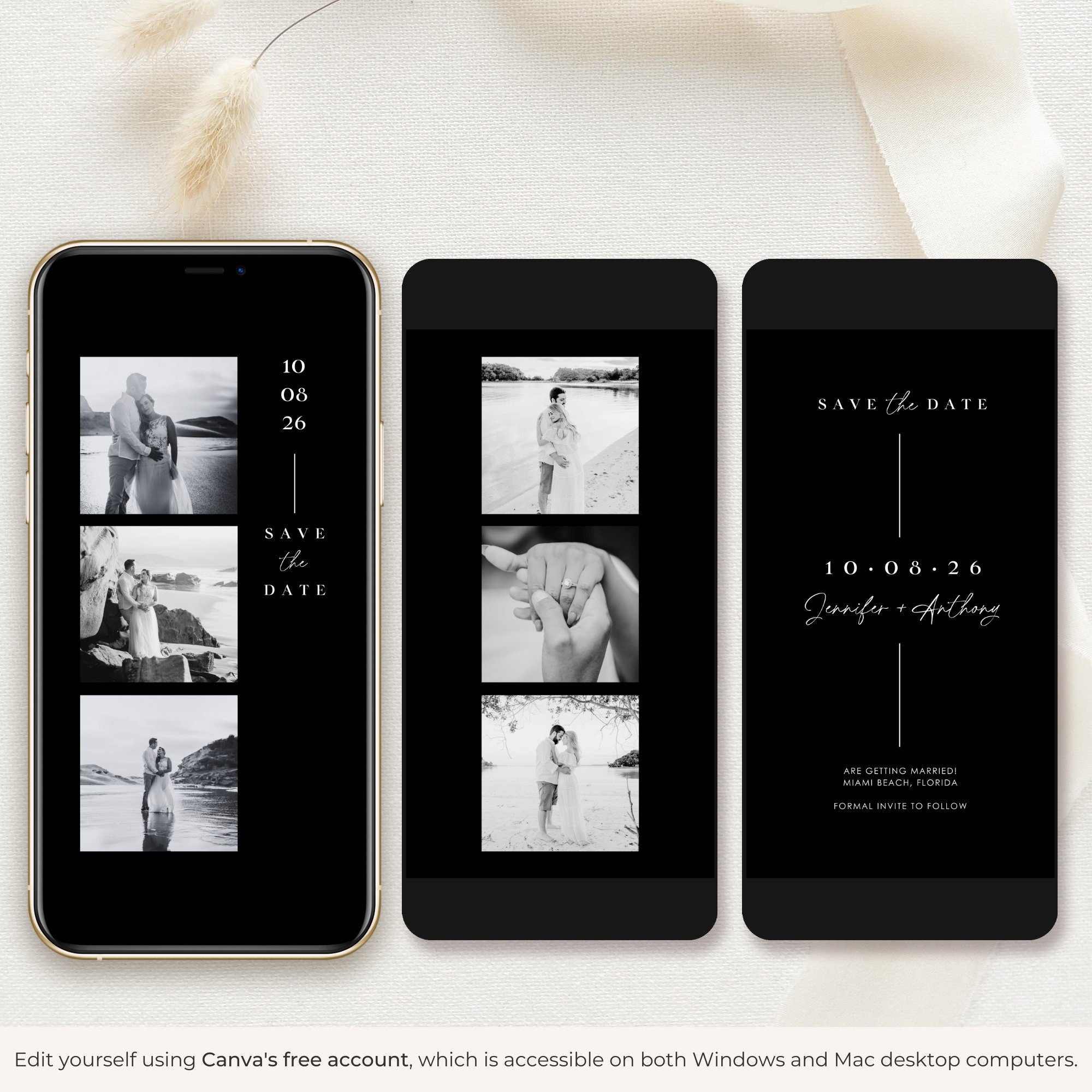 LAURA Animated Save the Date Video Template - Black