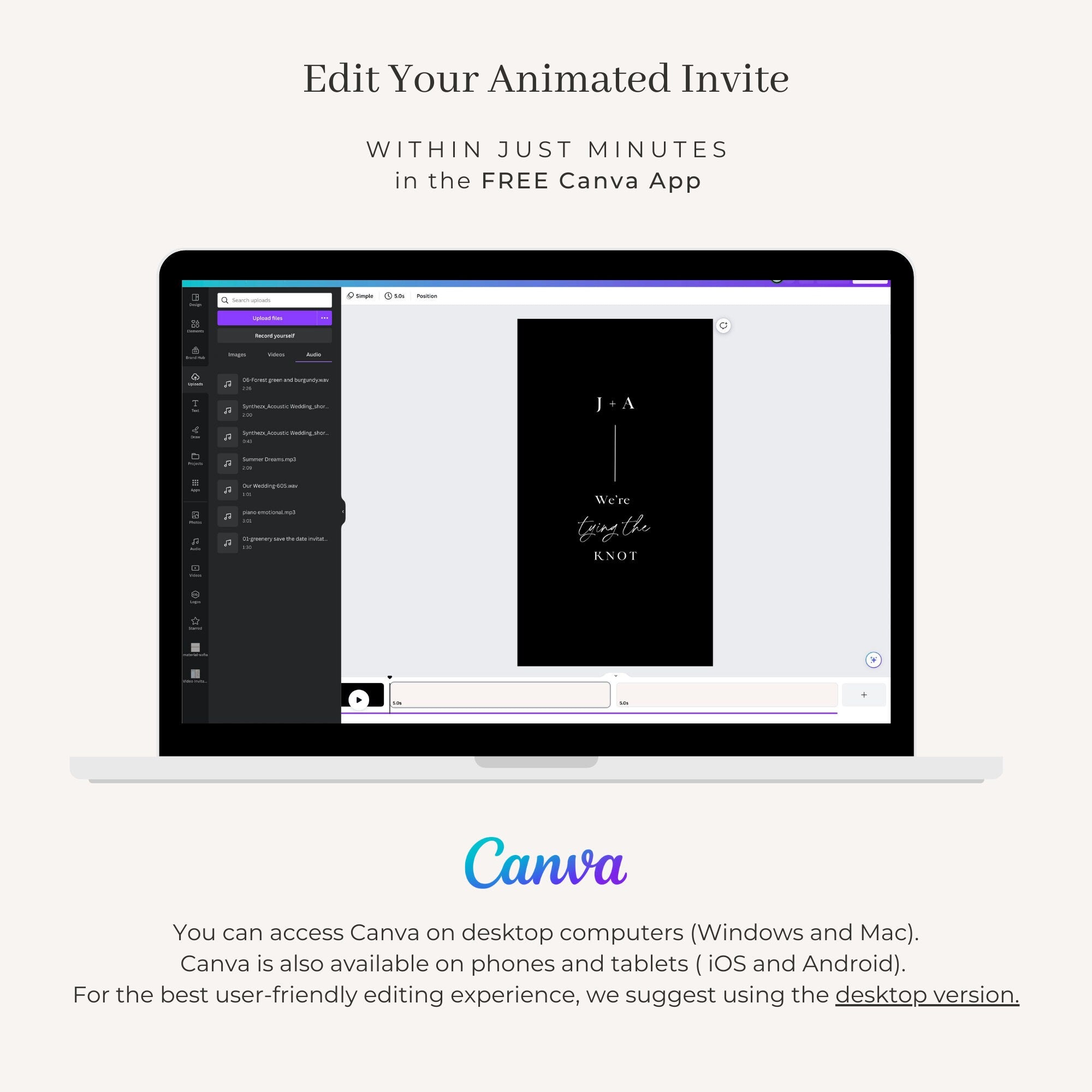 LAURA Animated Wedding Invitation Video Template - Black