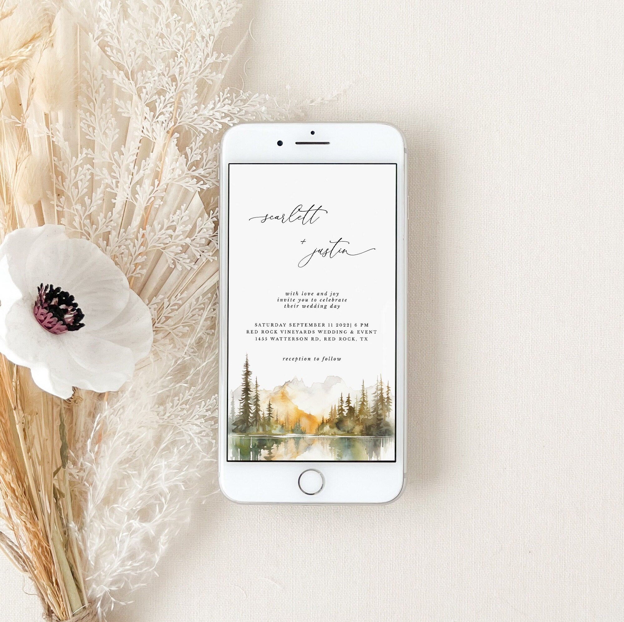 ARNA Fall Mountain Wedding Invitation Digital