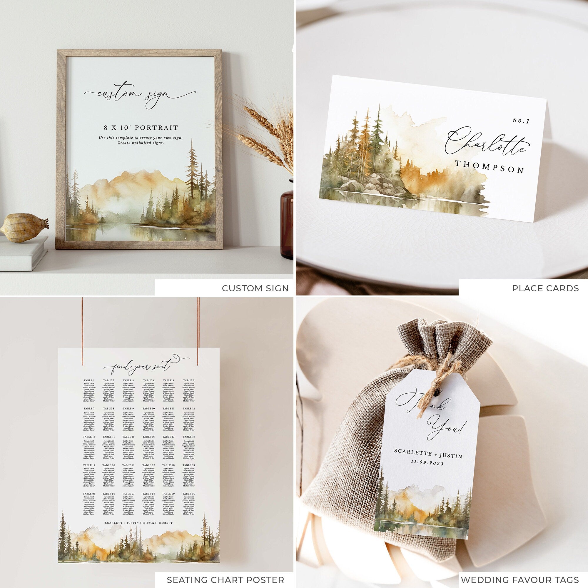 ARNA Fall Mountain Wedding Stationery Bundle