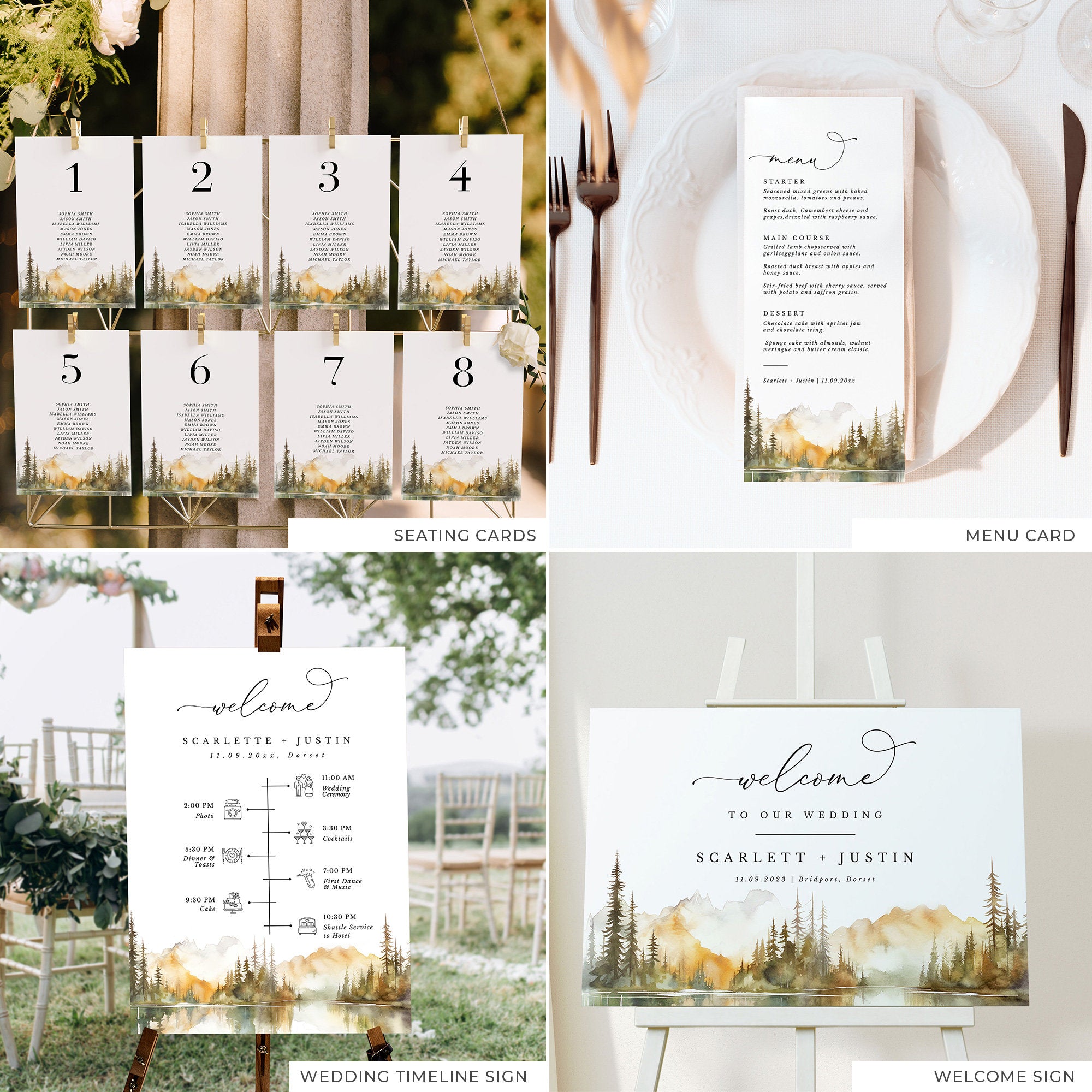 ARNA Fall Mountain Wedding Stationery Bundle