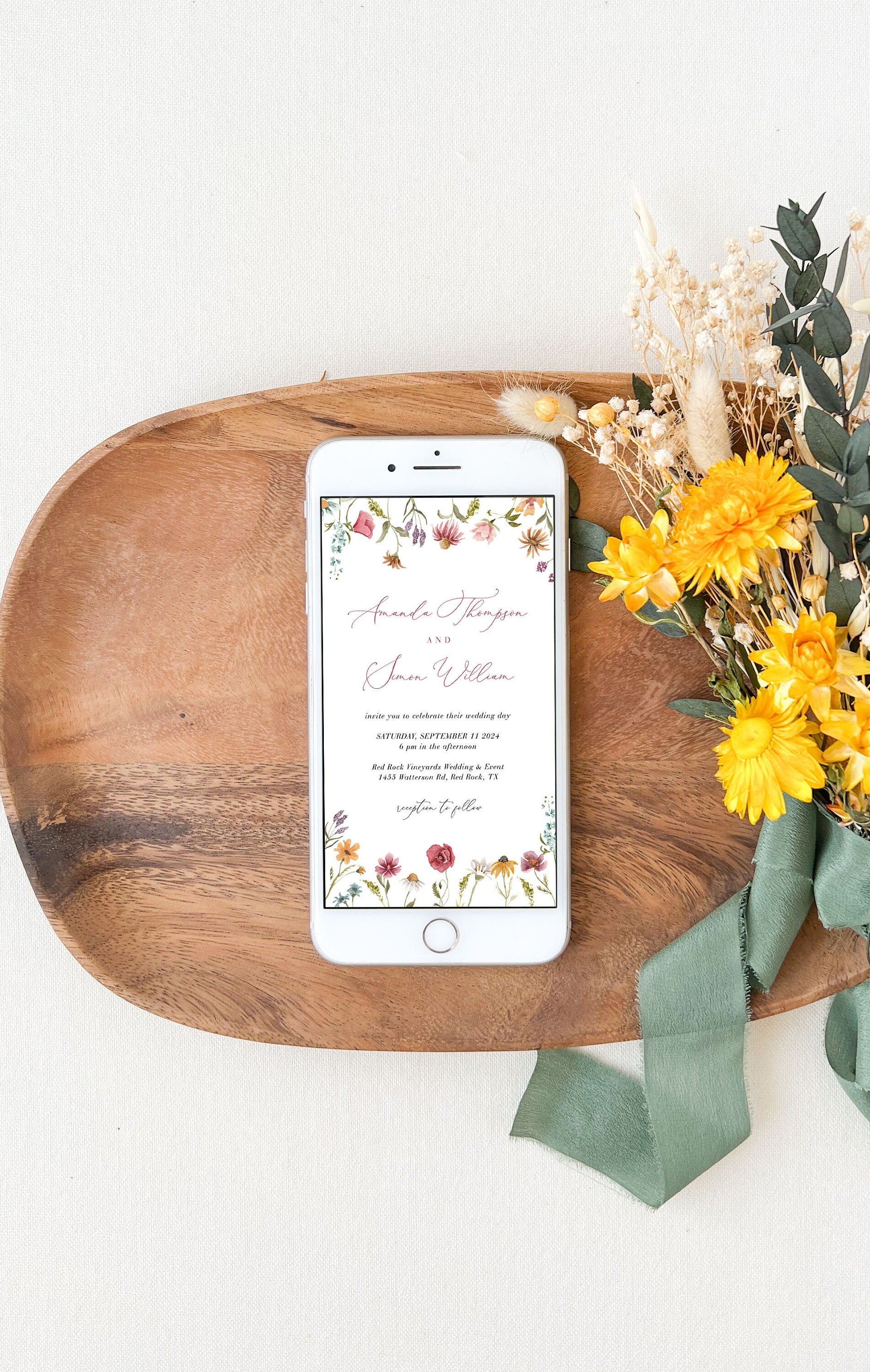 APRIL Digital Wedding Invitation Flower Design
