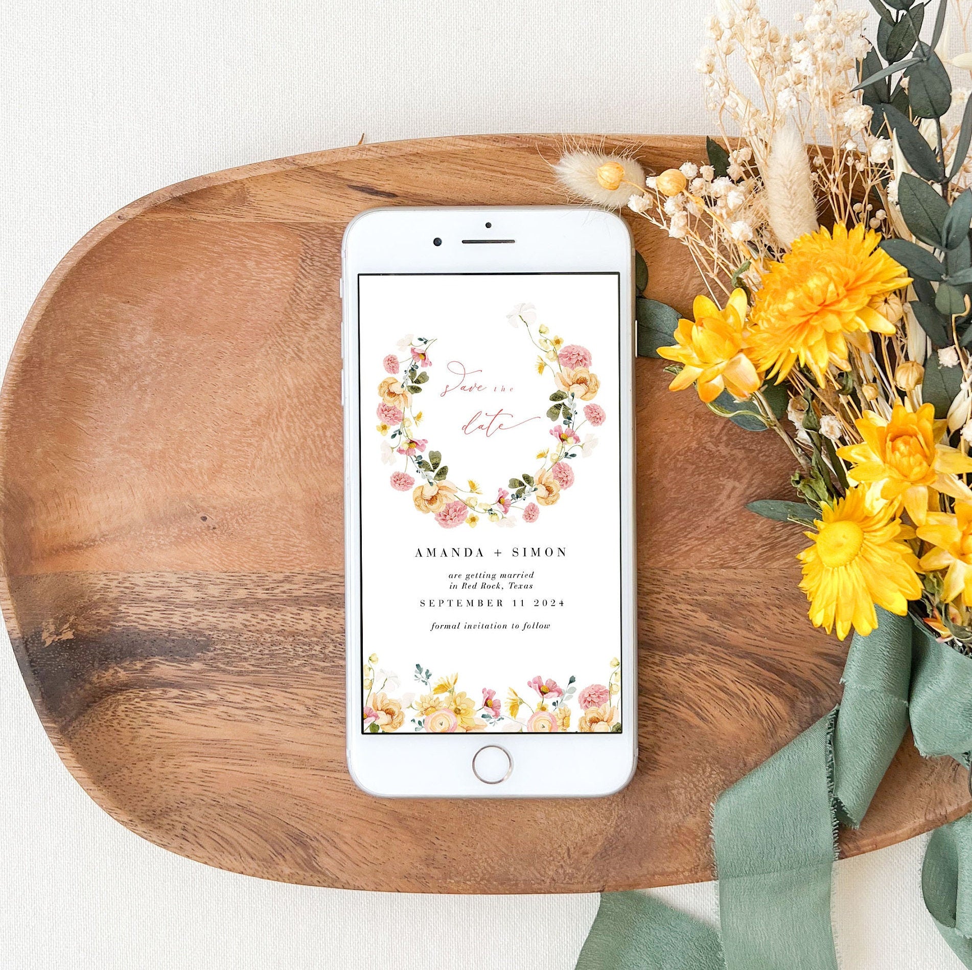 JUNE Digital Save the Date Flowers