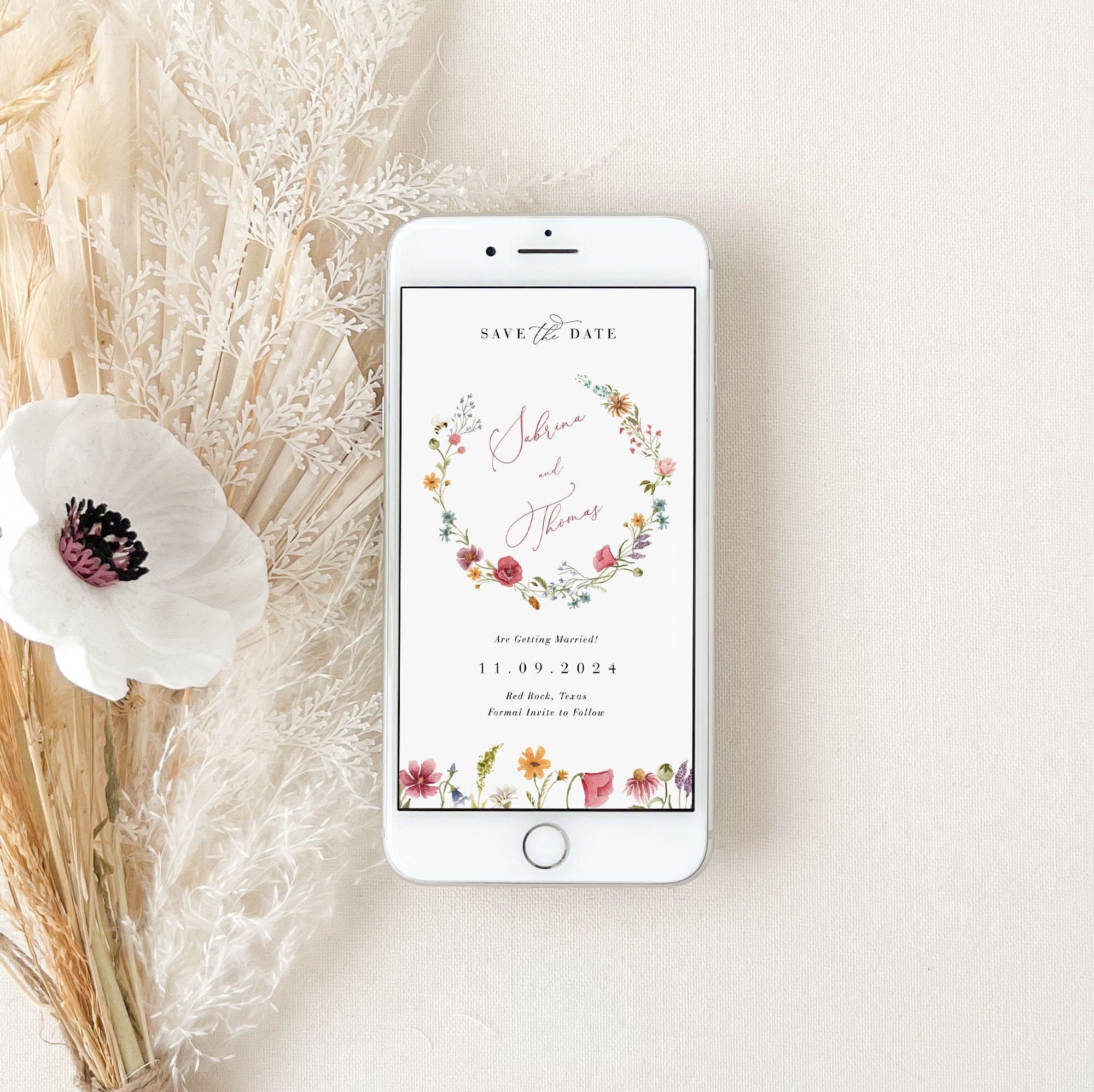 APRIL Digital save the Date Flowers