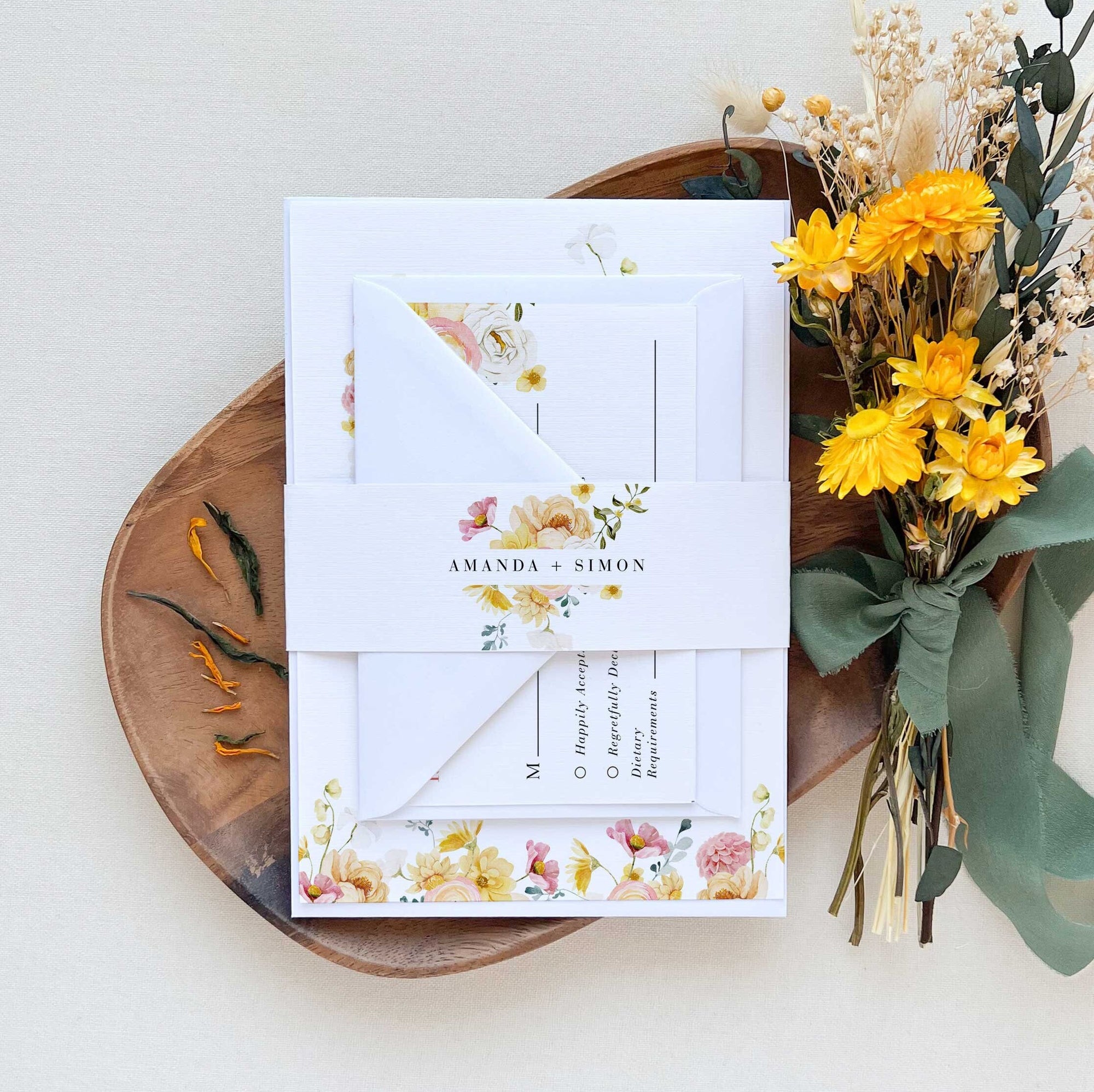 JUNE Floral Wedding Invitation Card with Rsvp
