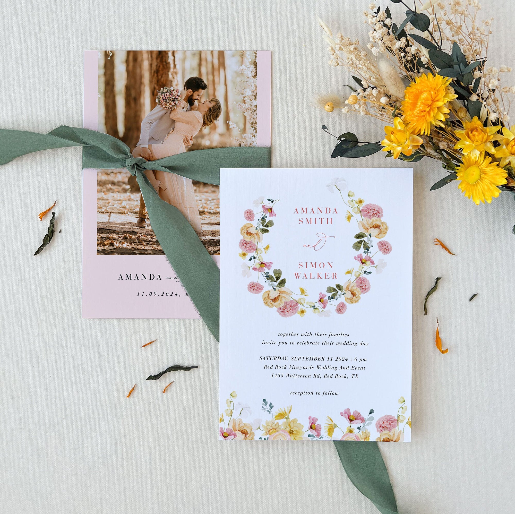 JUNE Wildflower Wedding Invitation Template