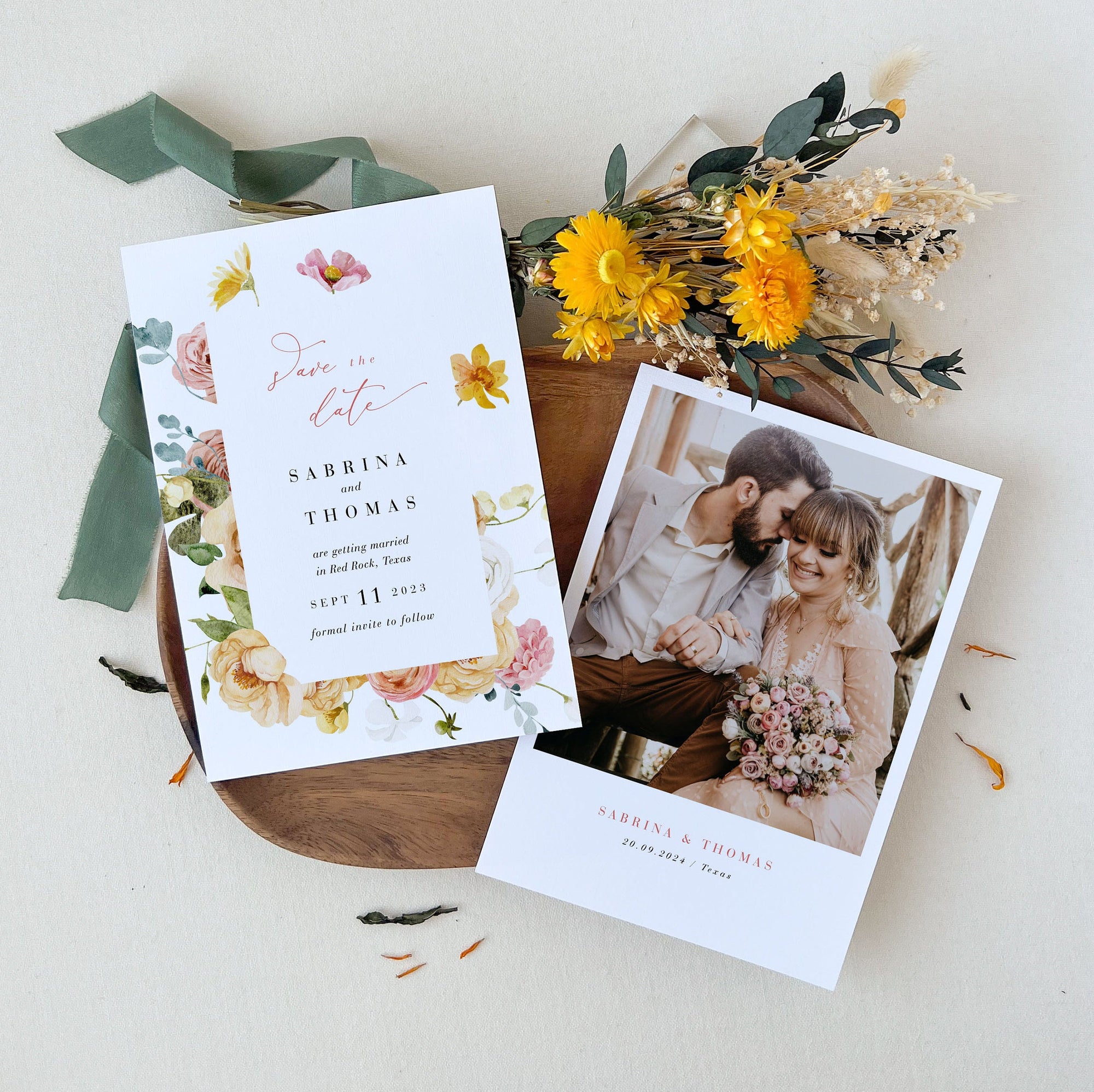 JUNE Printable Save the Date Flowers