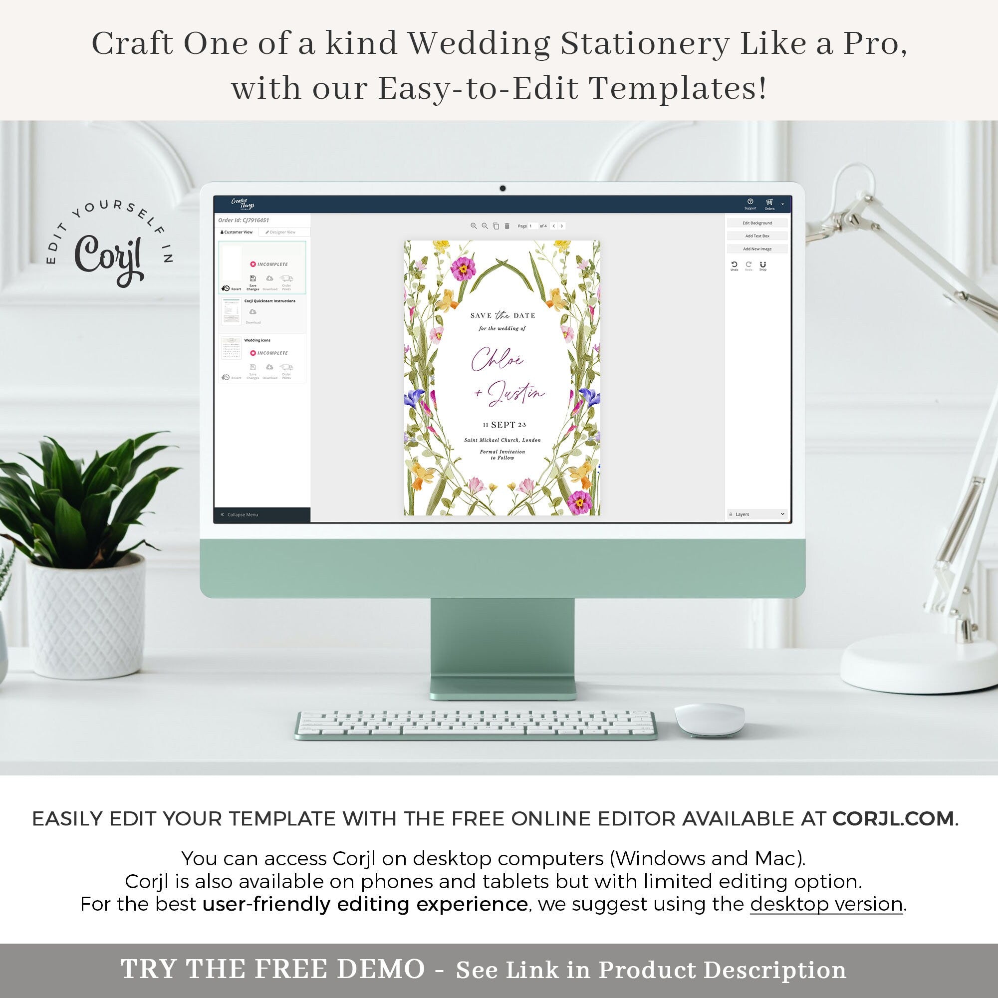 CHLOÉ Floral Save the Date Template with Photo