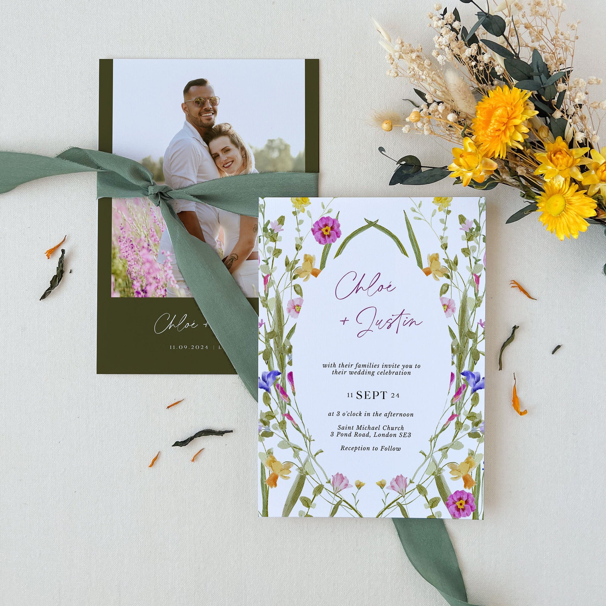 CHLOÉ Floral Wedding Invitation Card Set Printable