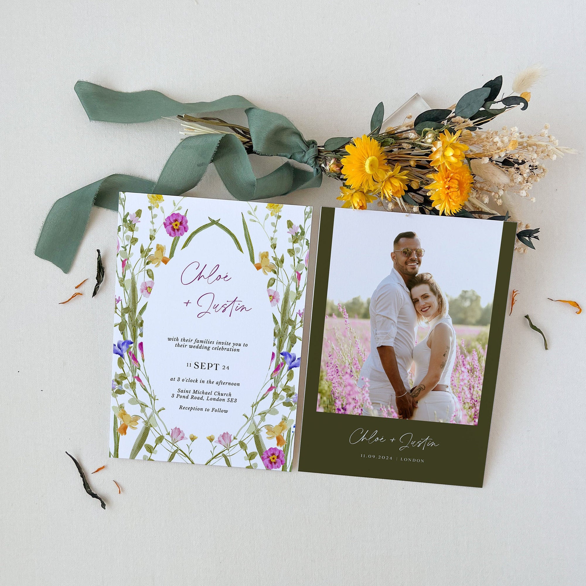 CHLOÉ Floral Wedding Invitation Card Set Printable