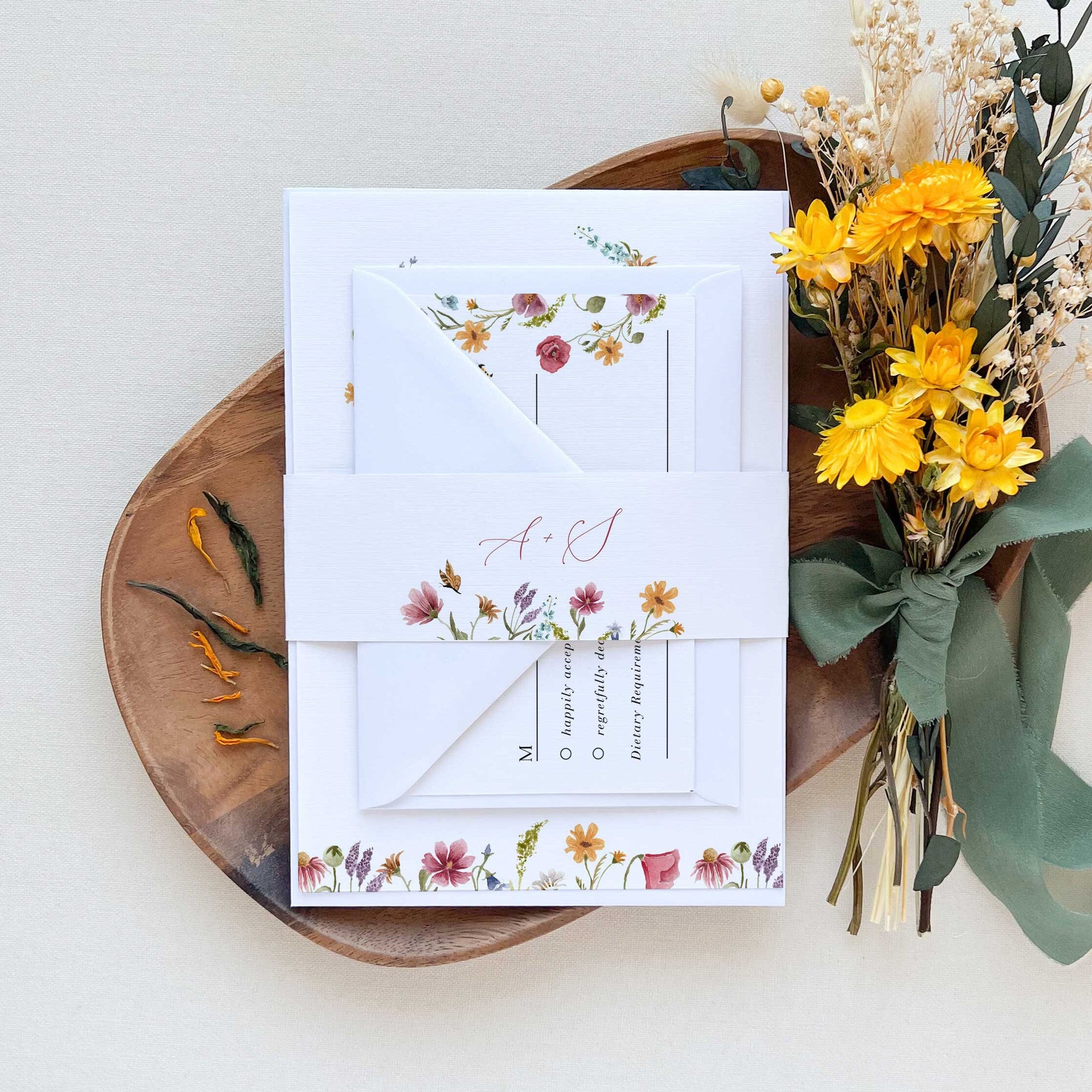 APRIL Floral Wedding Invitation Set Template