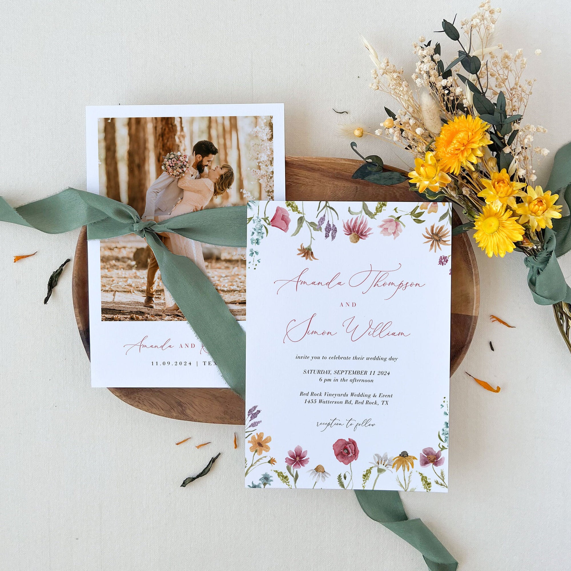 APRIL bright floral wedding invitation template