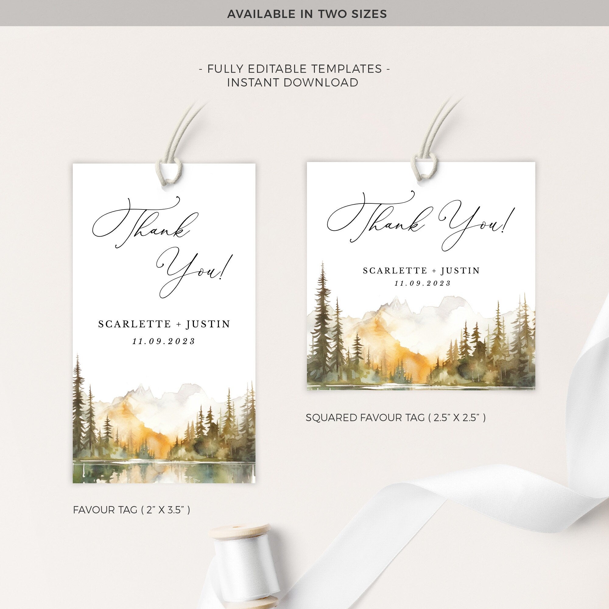 ARNA Printable Thank You Tags Mountain Theme