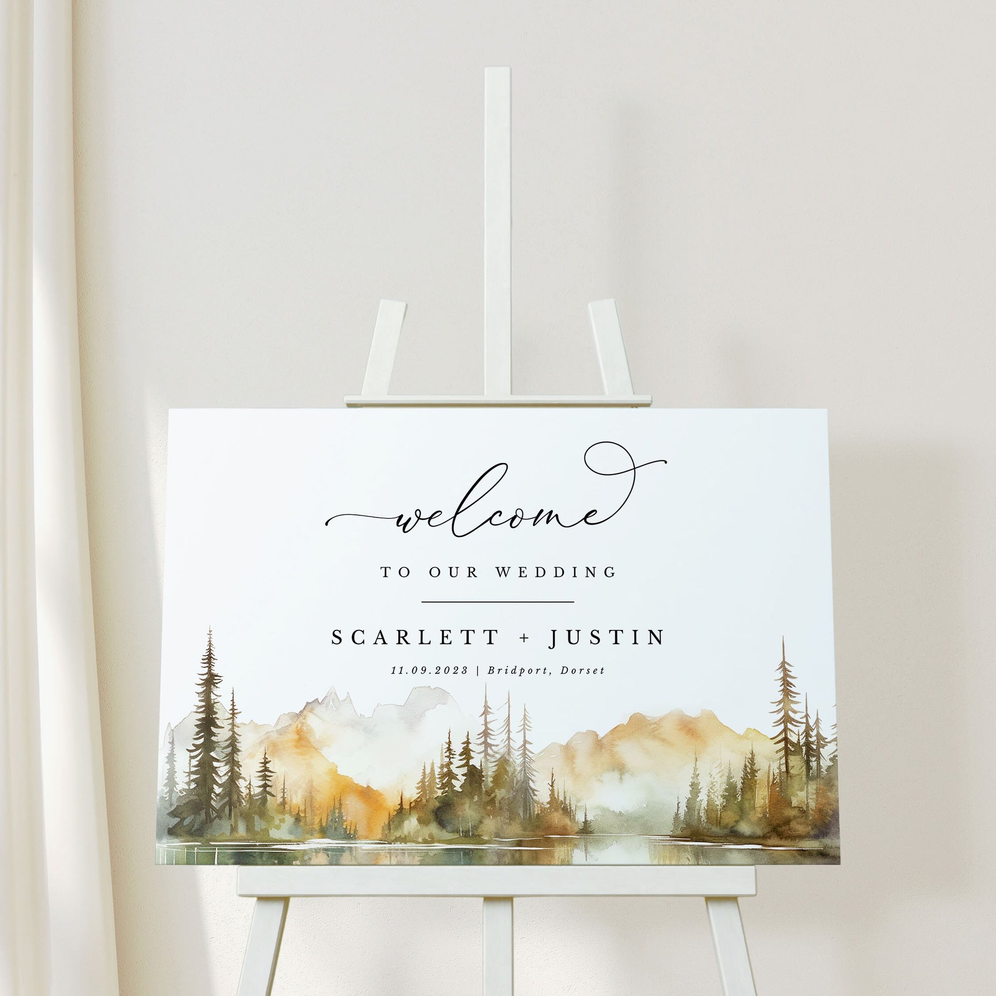 ARNA Fall Mountain Wedding Welcome Sign Template