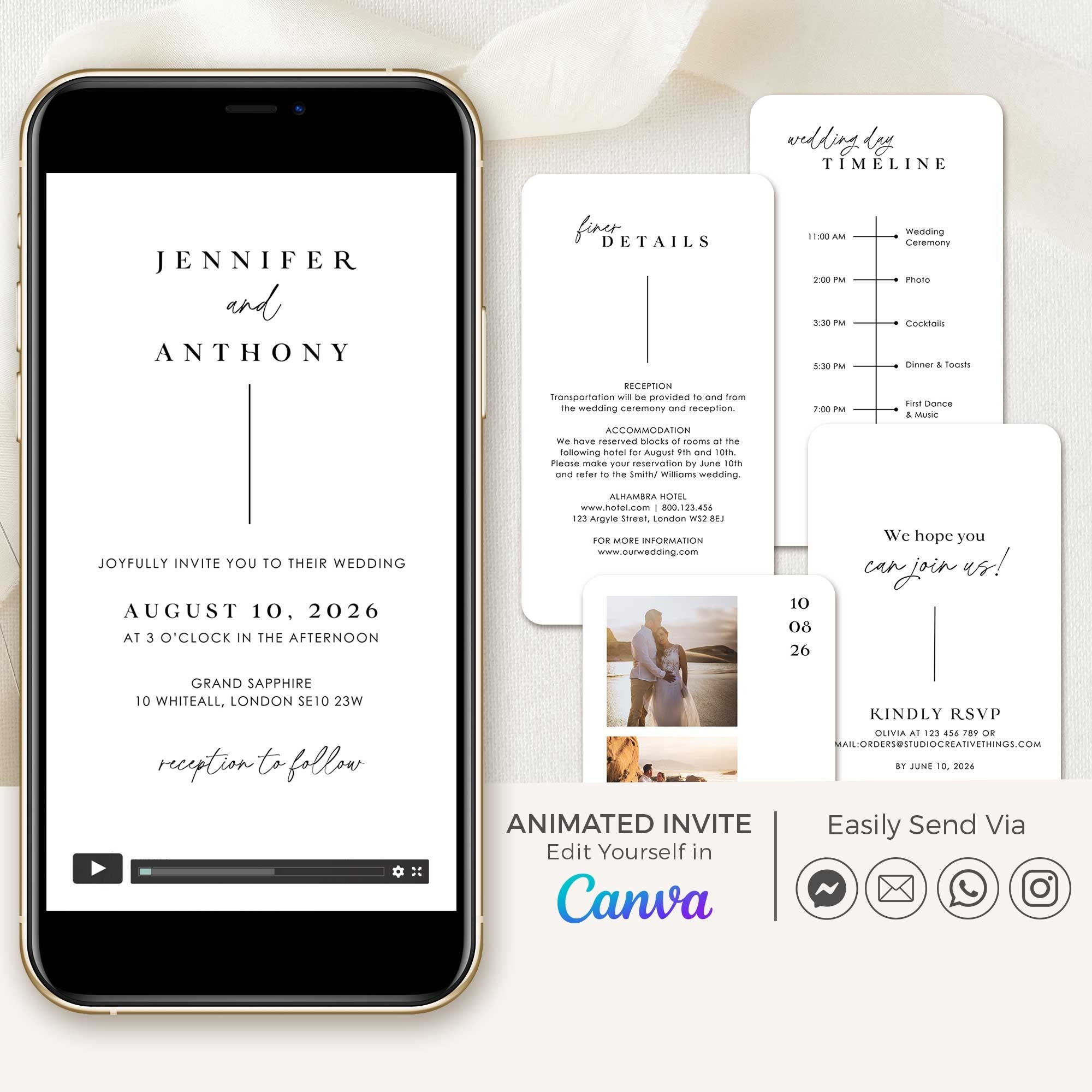 LAURA Animated Wedding Invitation Video Template - White