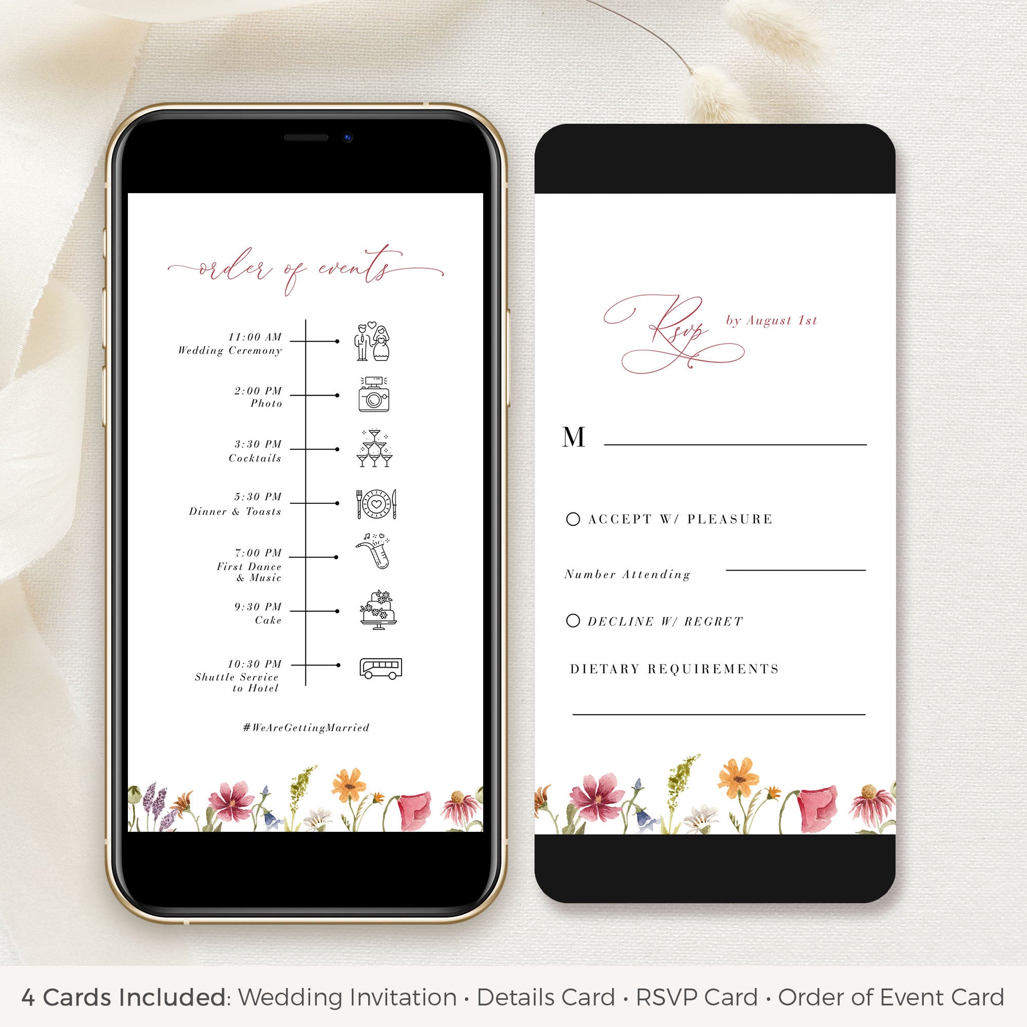 APRIL Digital Wedding Invitation Flower Design